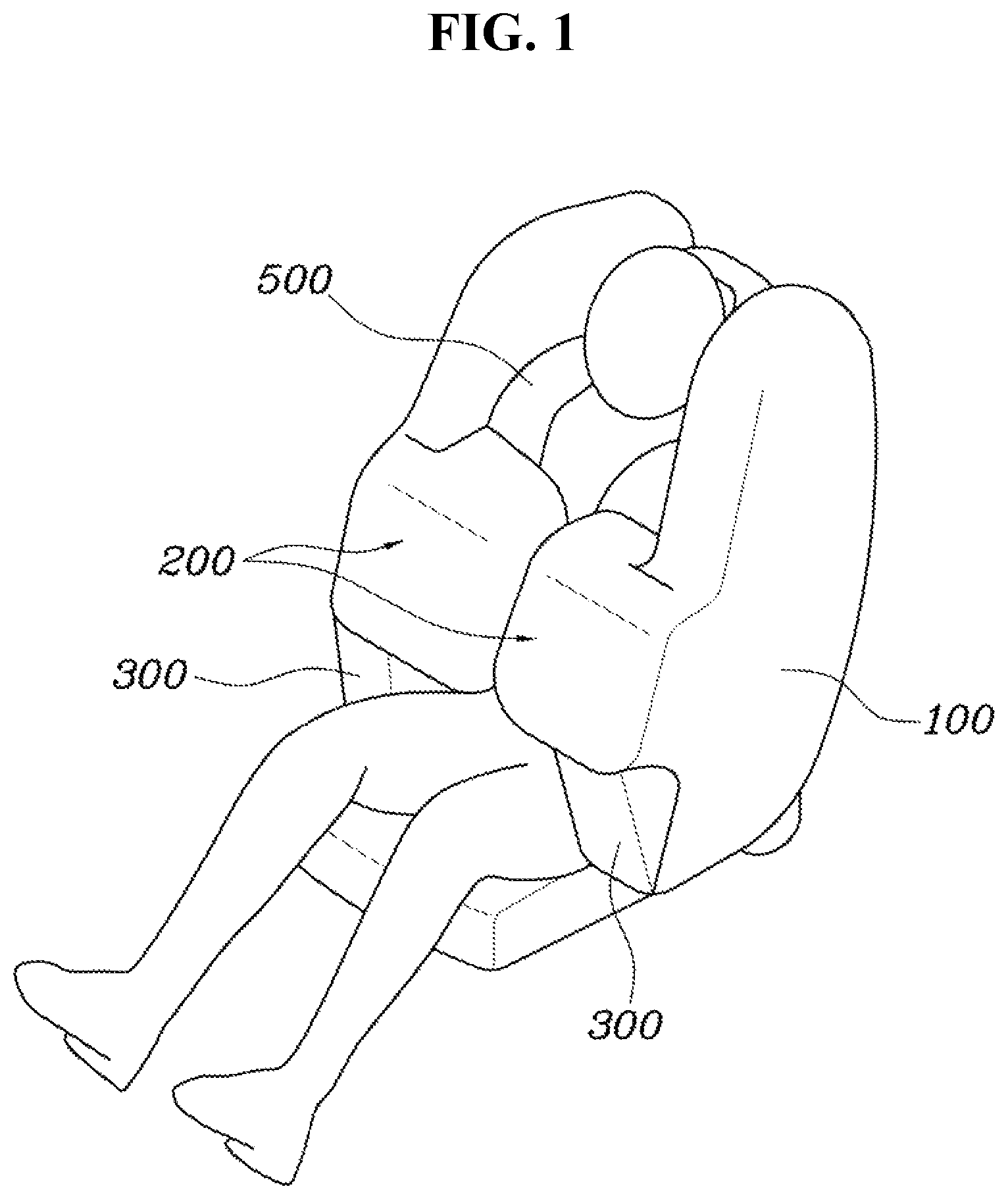 Patent US12351121 Figure 1 – Seat airbag device for vehicle