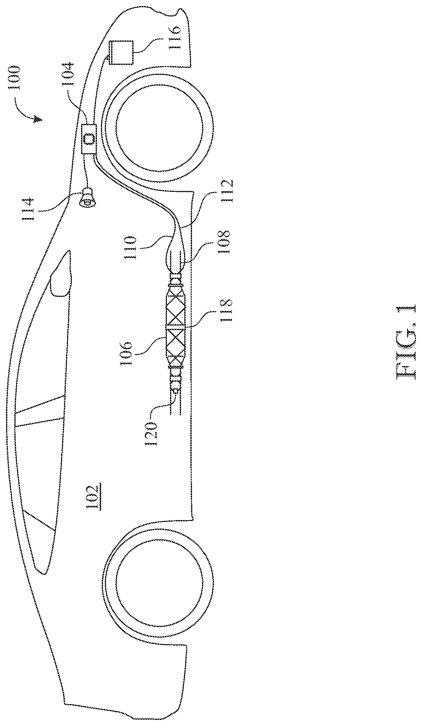 Patent US12351126 — Alarm system and method for detecting a removal of a catalytic converter or other item — Figure 1