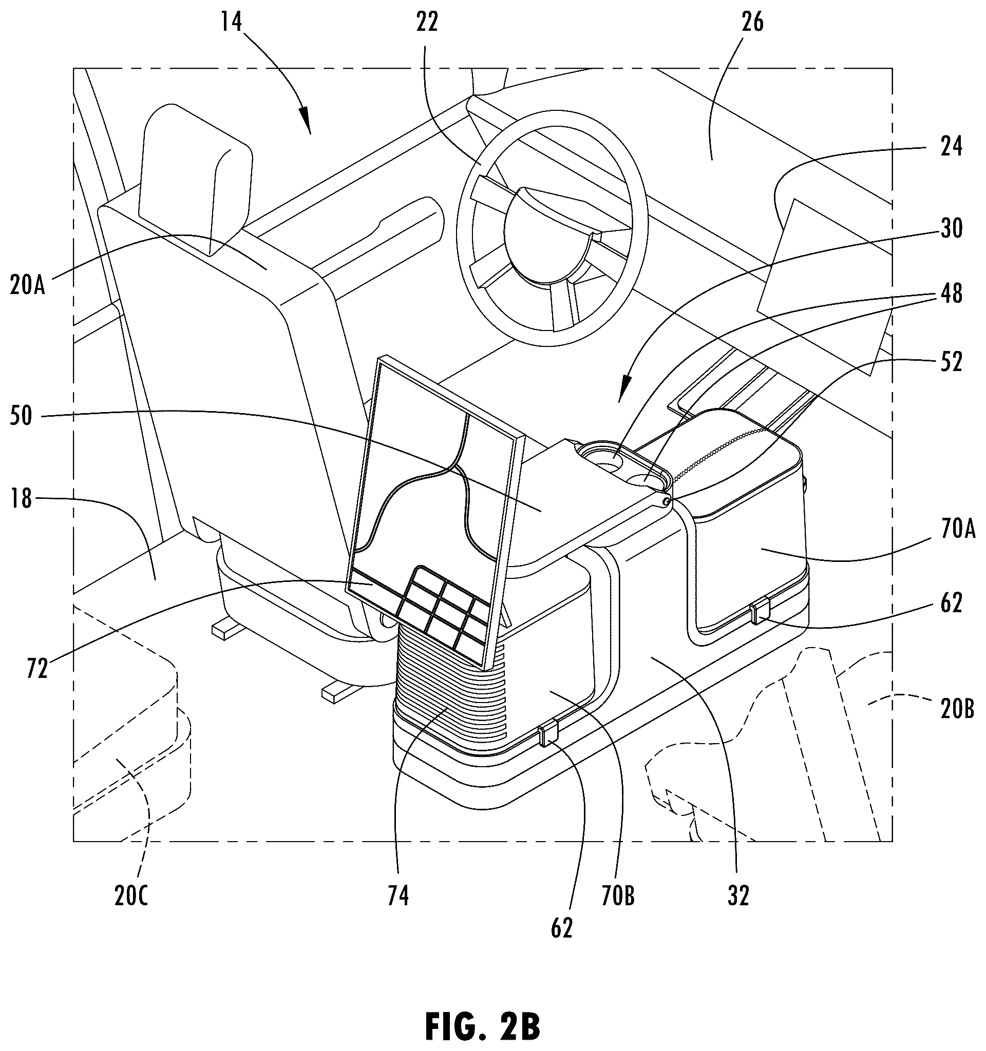 Patent US12351134 Figure 3 – Vehicle console having ride share and/or delivery service features
