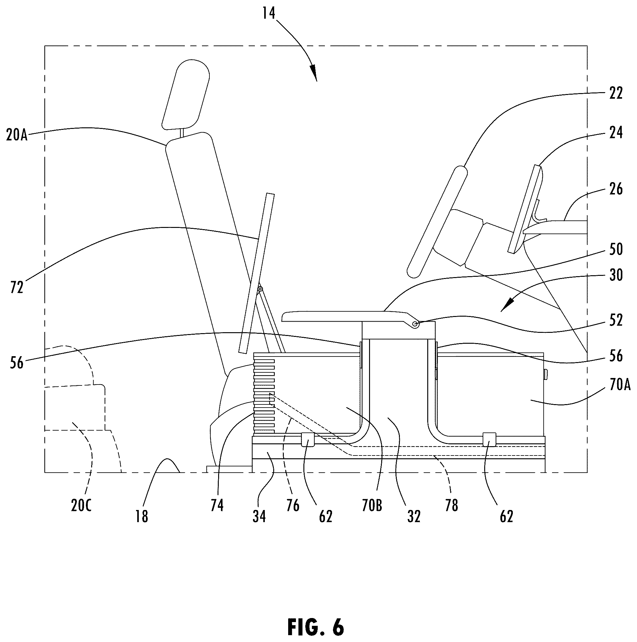 Patent US12351134 Figure 7 – Vehicle console having ride share and/or delivery service features