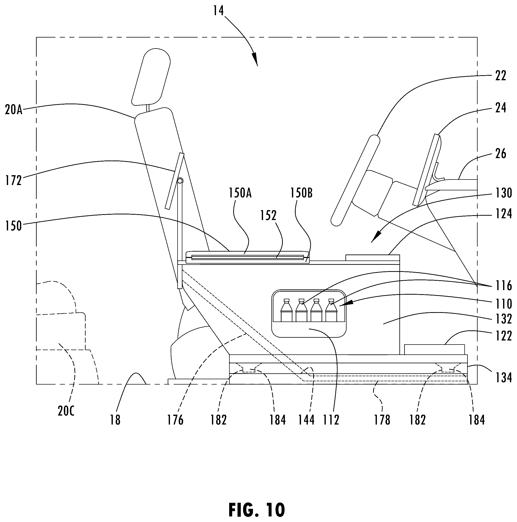 Patent US12351134 Figure 13 – Vehicle console having ride share and/or delivery service features