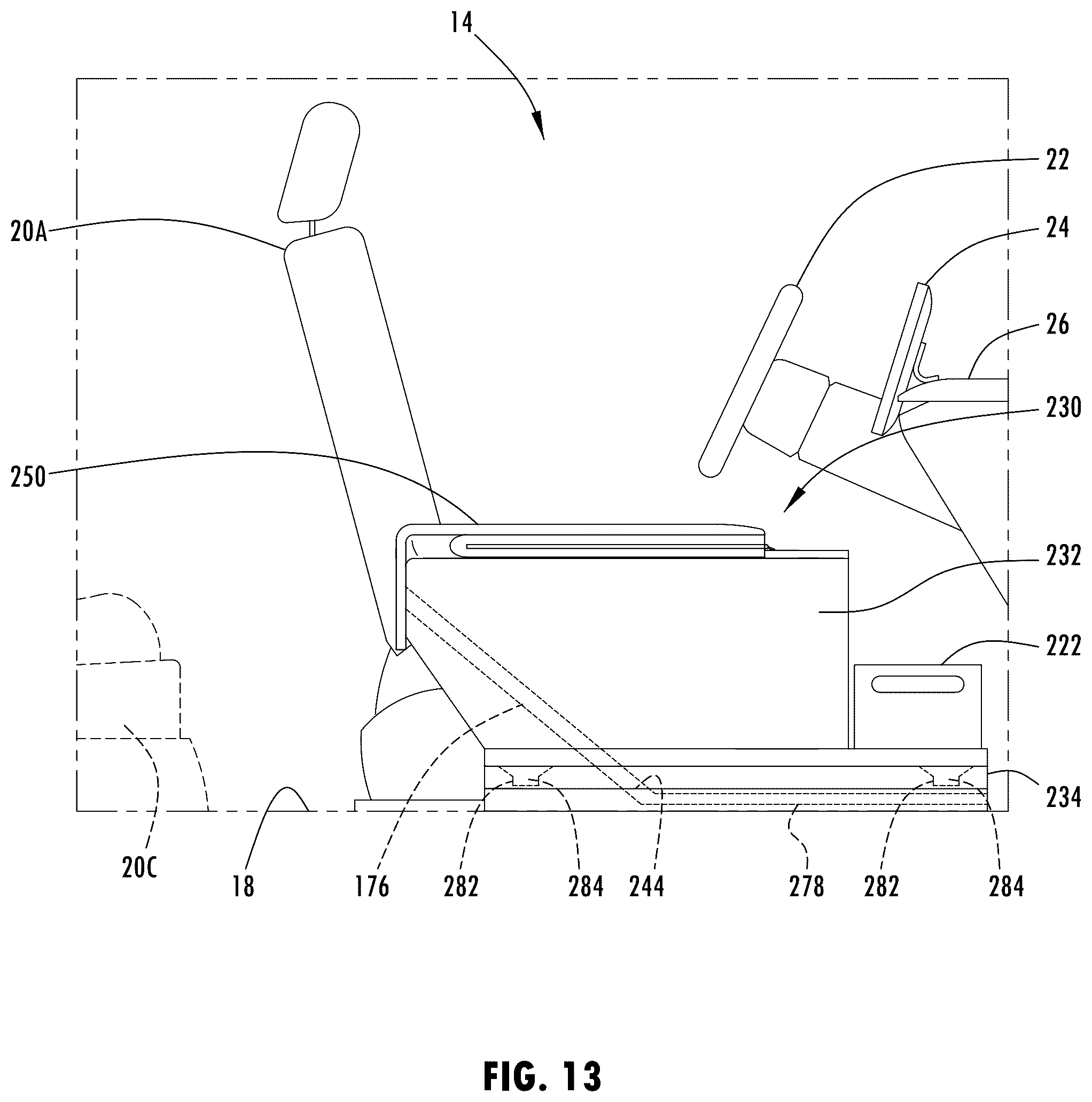 Patent US12351134 Figure 17 – Vehicle console having ride share and/or delivery service features