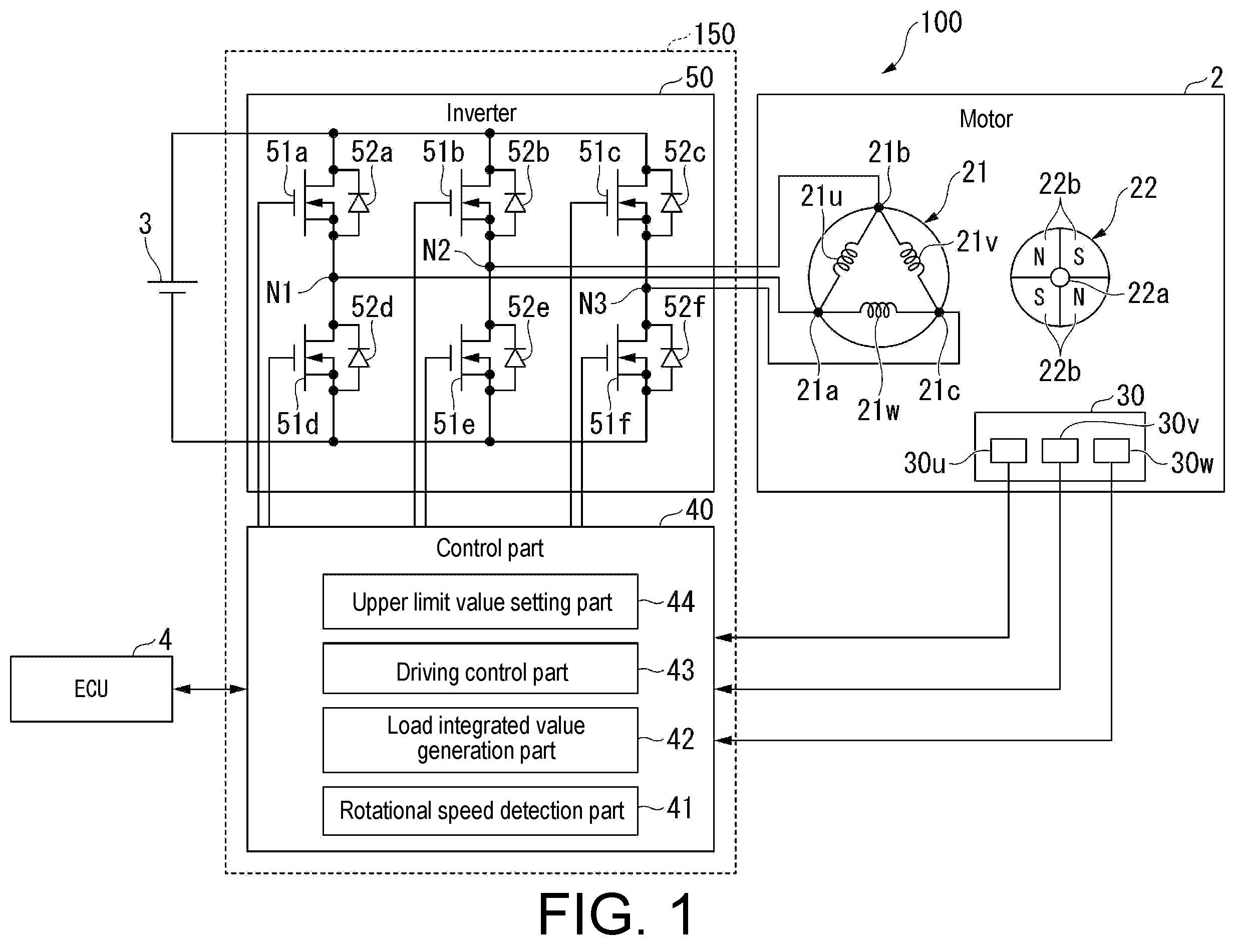Patent US12351136 — Motor control device, motor device, wiper device, and motor control method — Figure 1