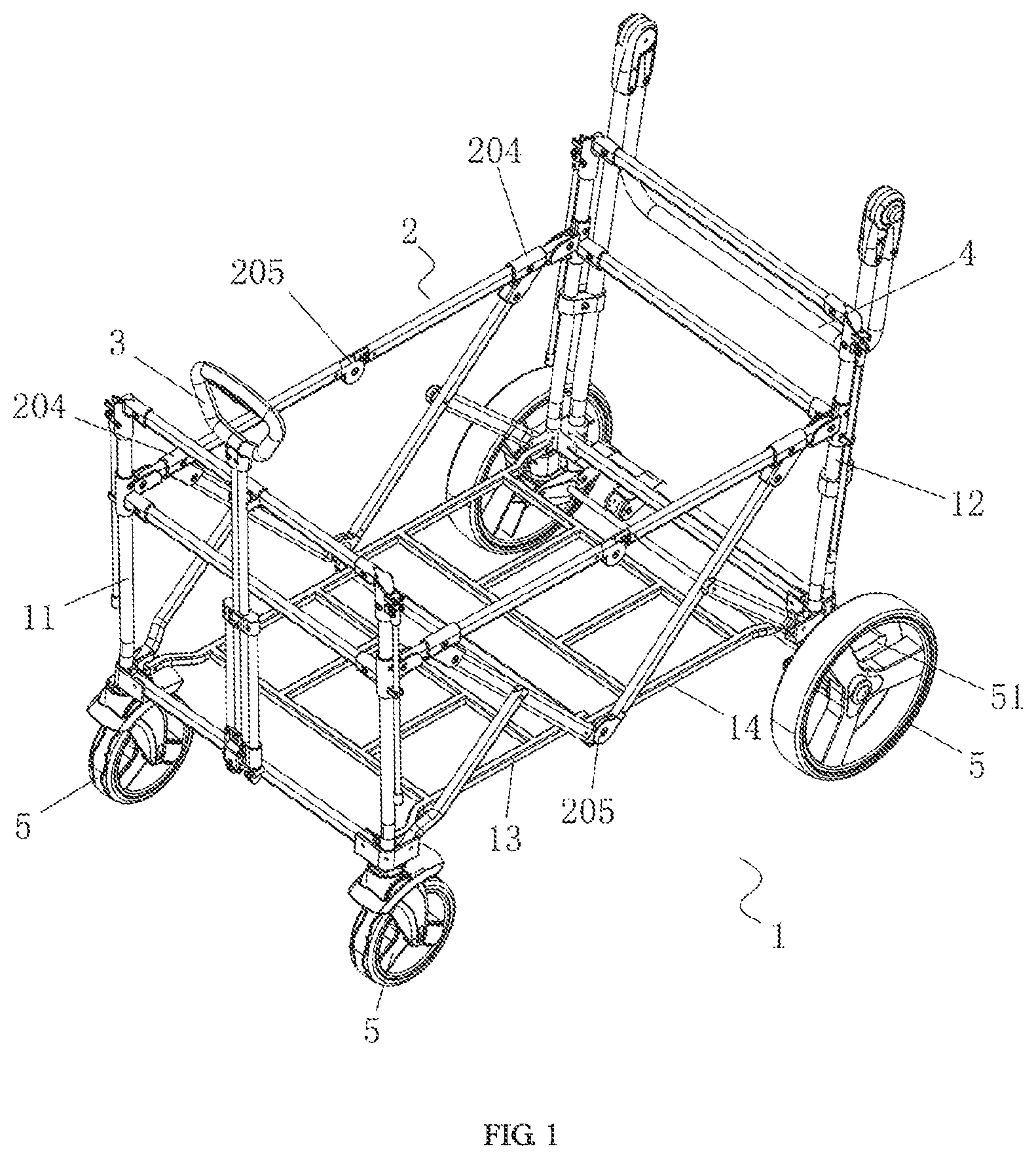Patent US12351225 — Baby trailer with convenient storage — Figure 1