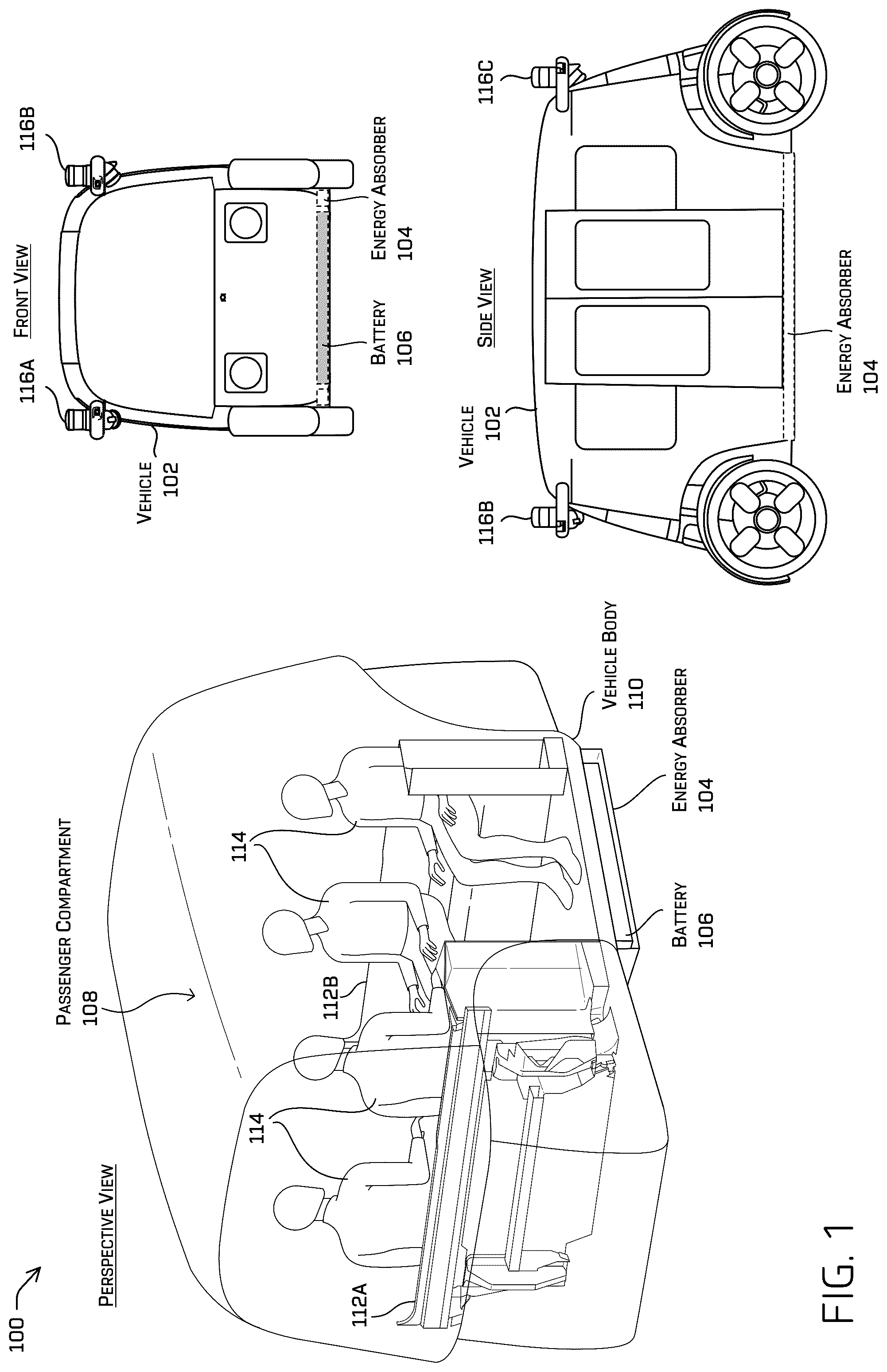 Patent US12351239 Figure 1 – Energy absorbing structure for a battery