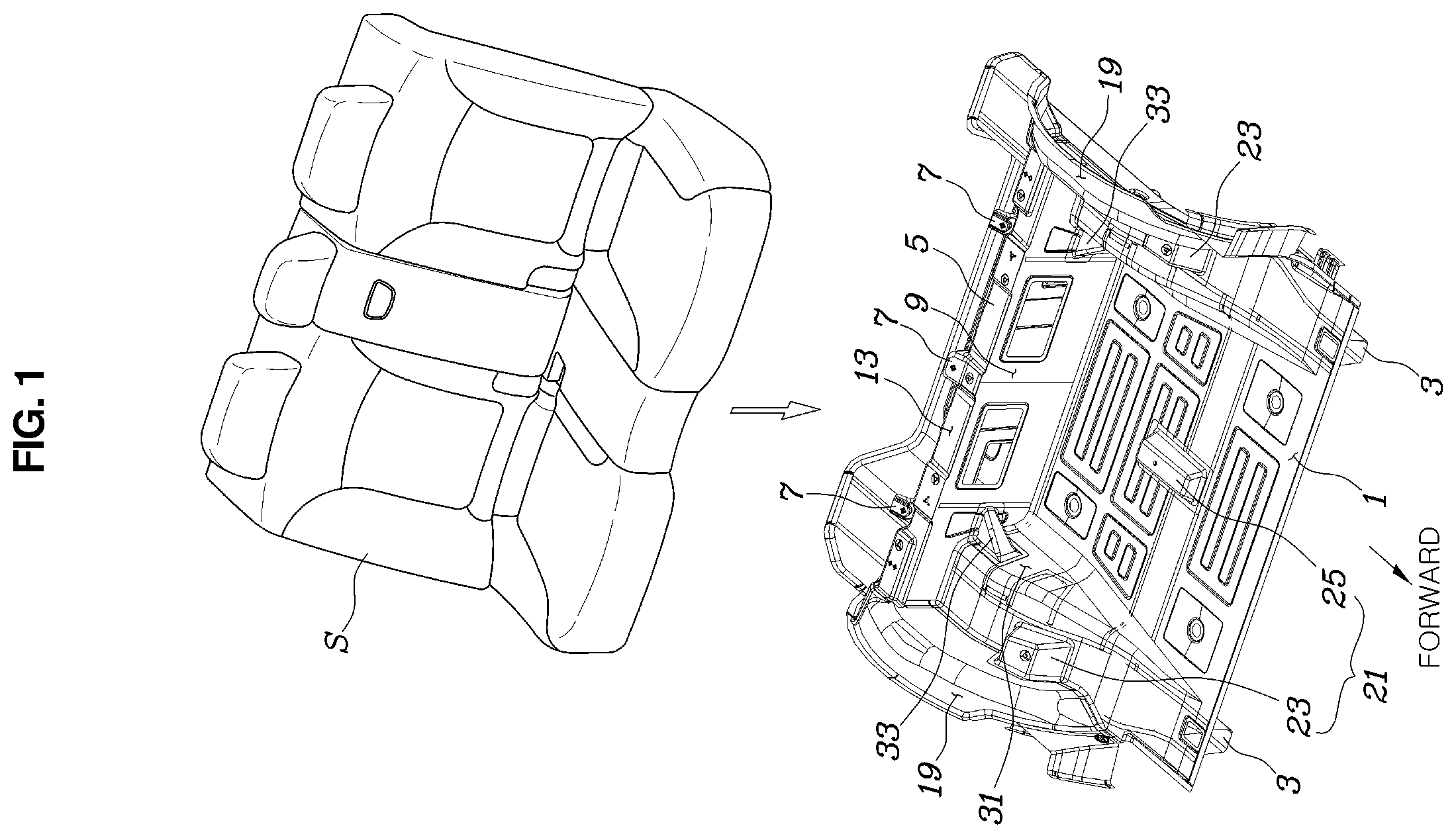 Patent US12351243 Figure 1 – Vehicle body structure