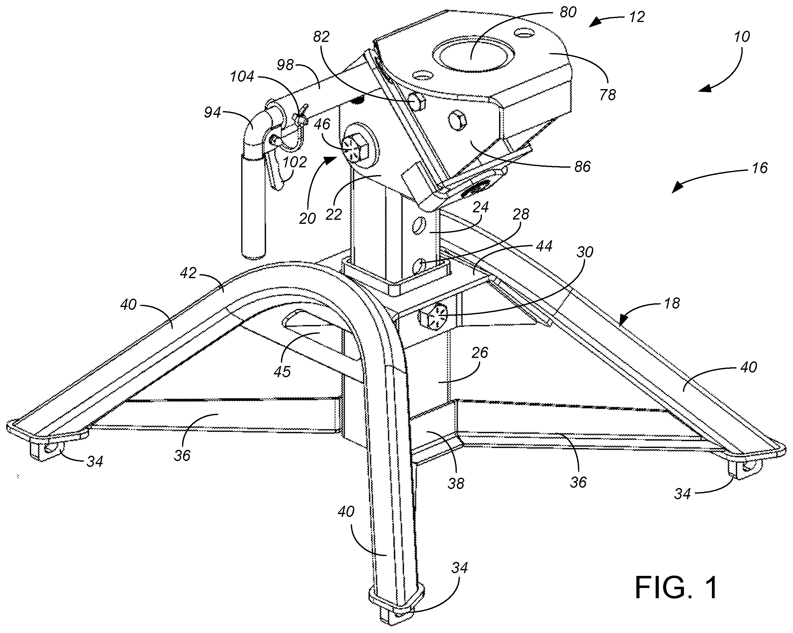 Patent US12351255 Figure 1 – Fifth wheel hitch