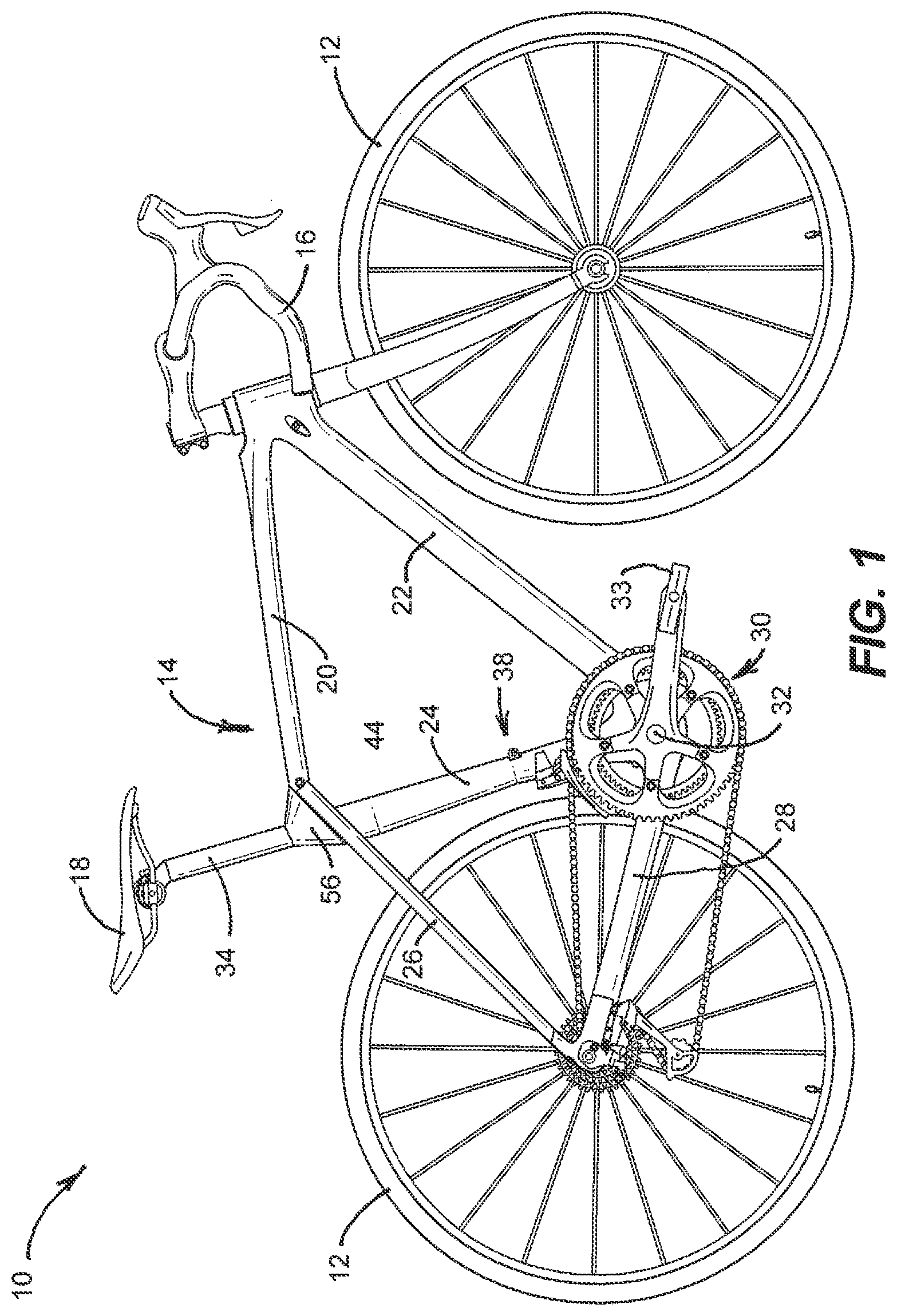 Patent US12351263 — Bicycle with compliant seat post interface — Figure 1