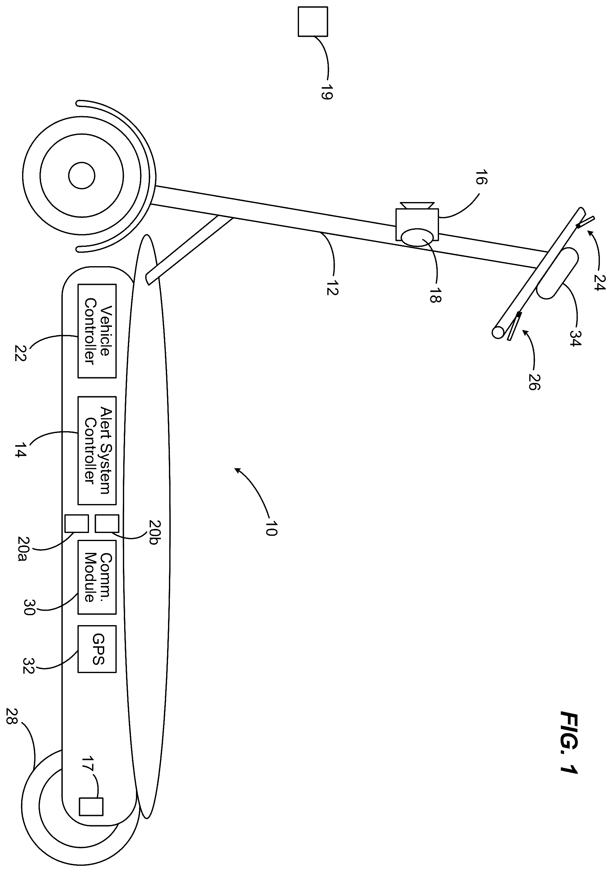 Patent US12351266 — Collision alert systems and methods for micromobility vehicles — Figure 1