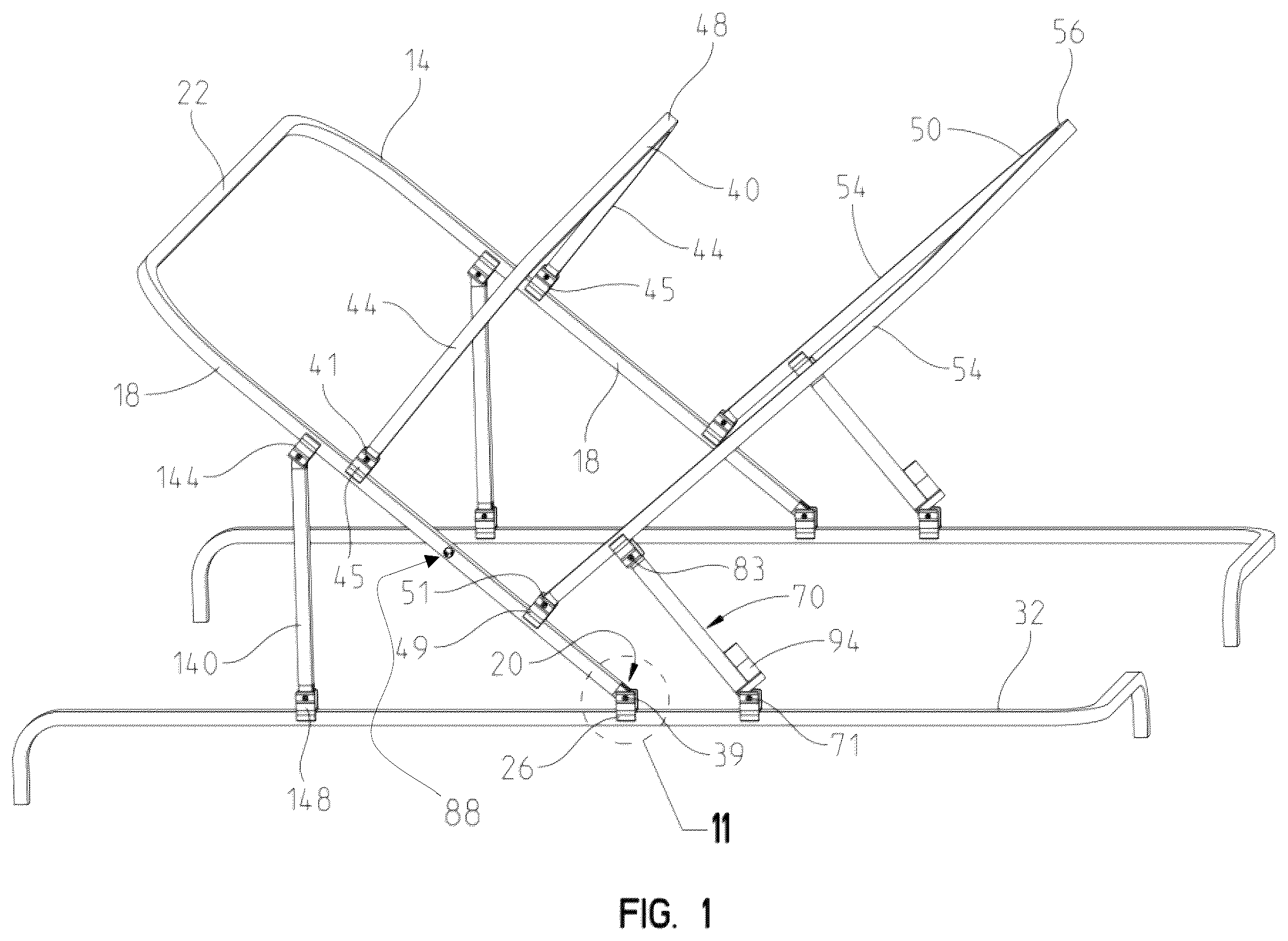 Patent US12351274 — Strut actuated bimini top — Figure 1
