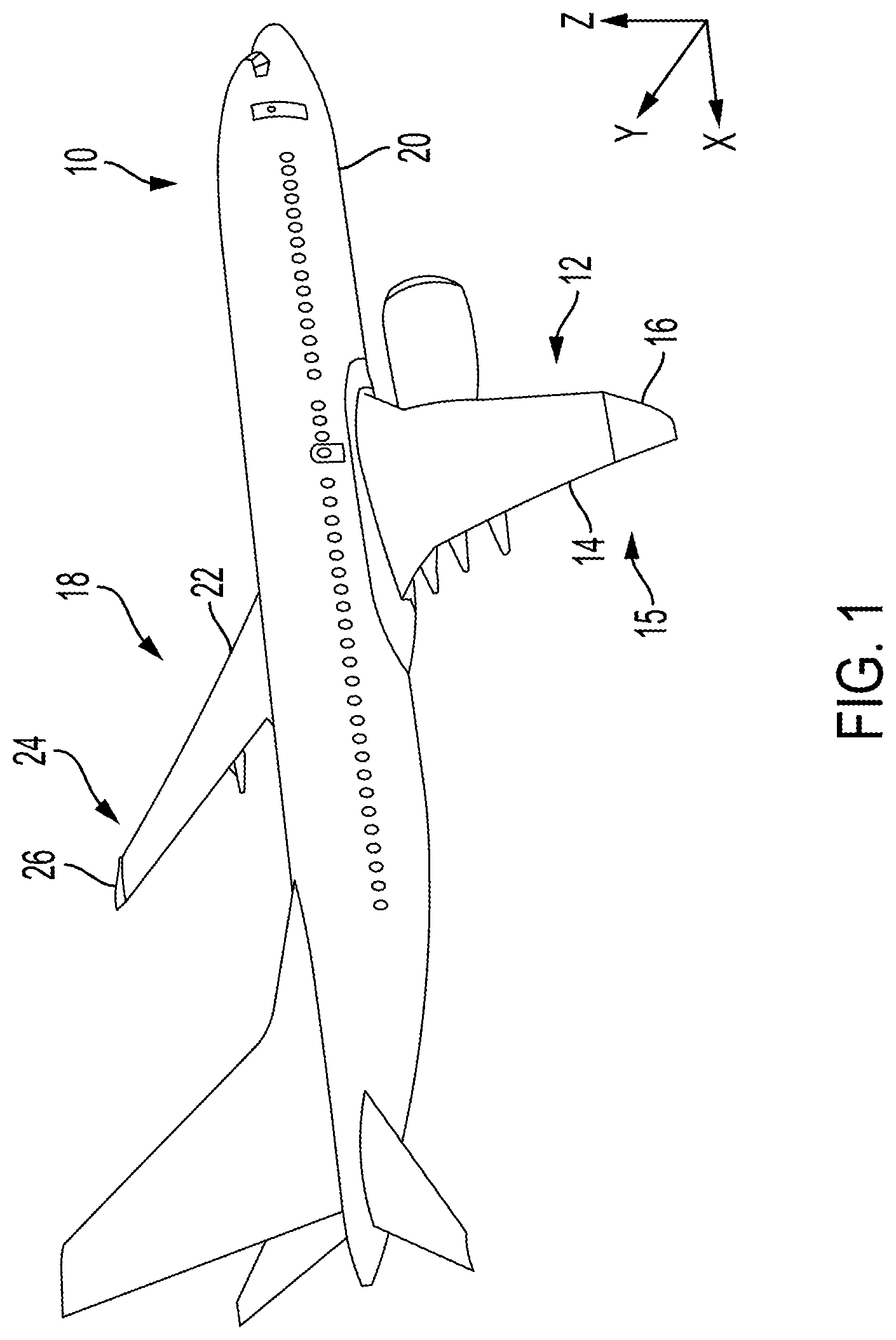Patent US12351307 — Shortening wingspan of an aircraft — Figure 1