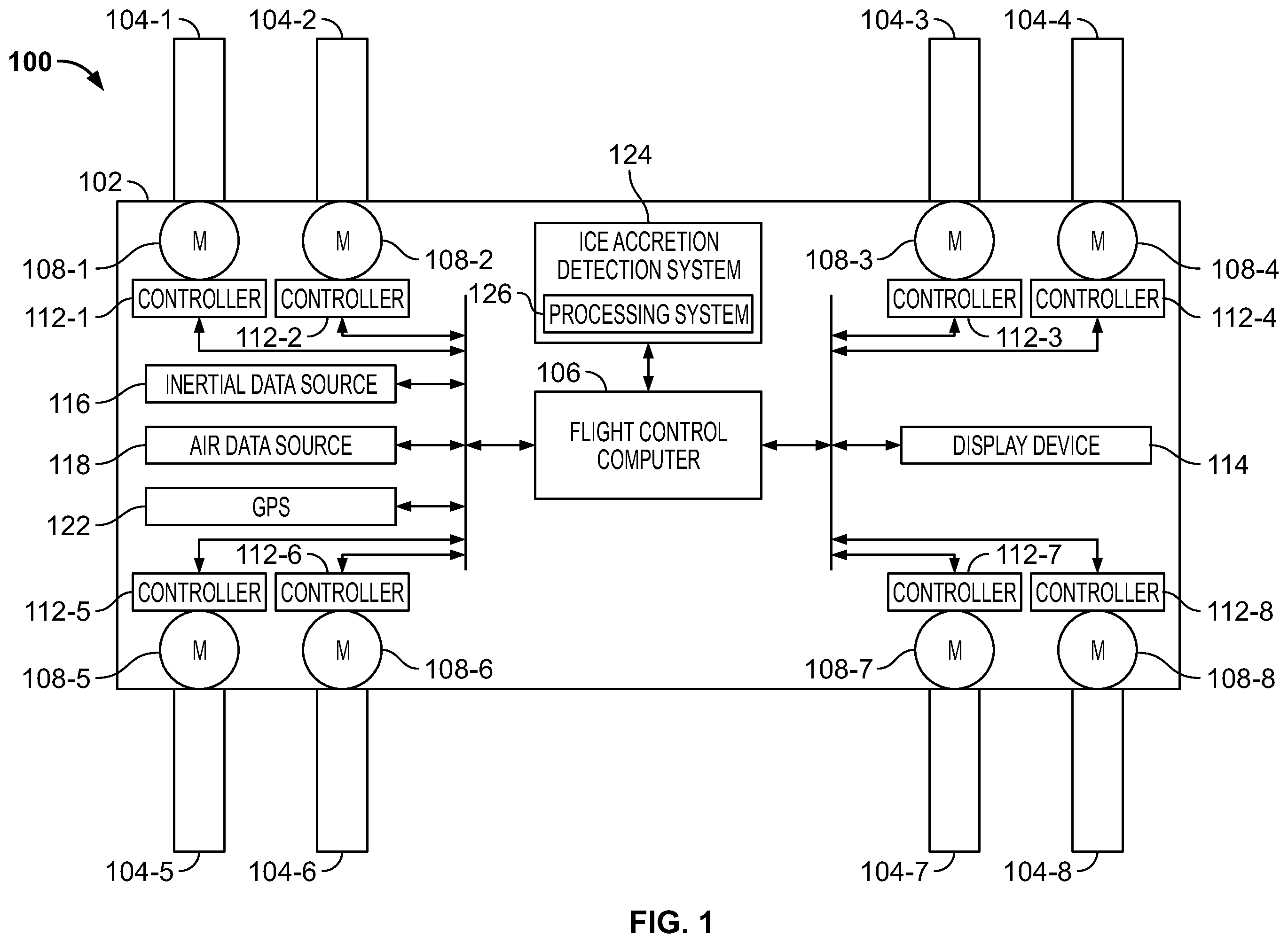 Patent US12351321 — System and method for detecting ice accretion on a rotor of an aircraft — Figure 1