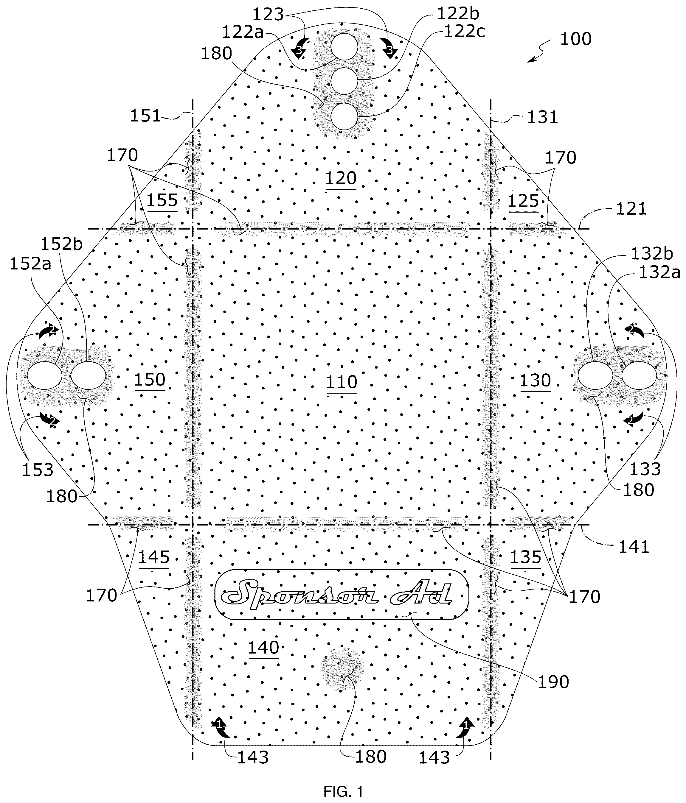 Patent US12351376 — Reusable storage wrap and placemat — Figure 1