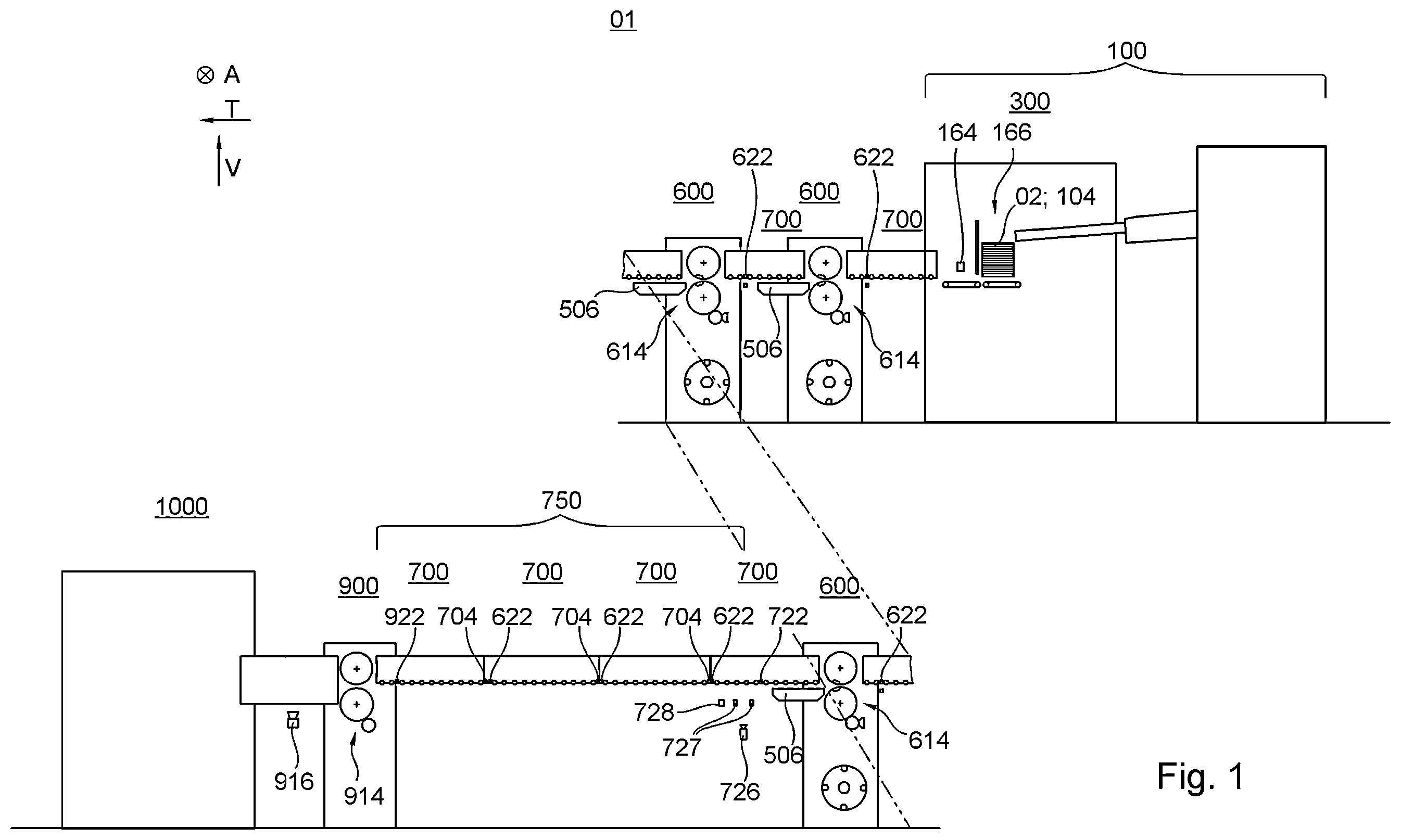 Patent US12351427 — Processing machine and method for activating at least one alignment segment of a processing machine — Figure 1