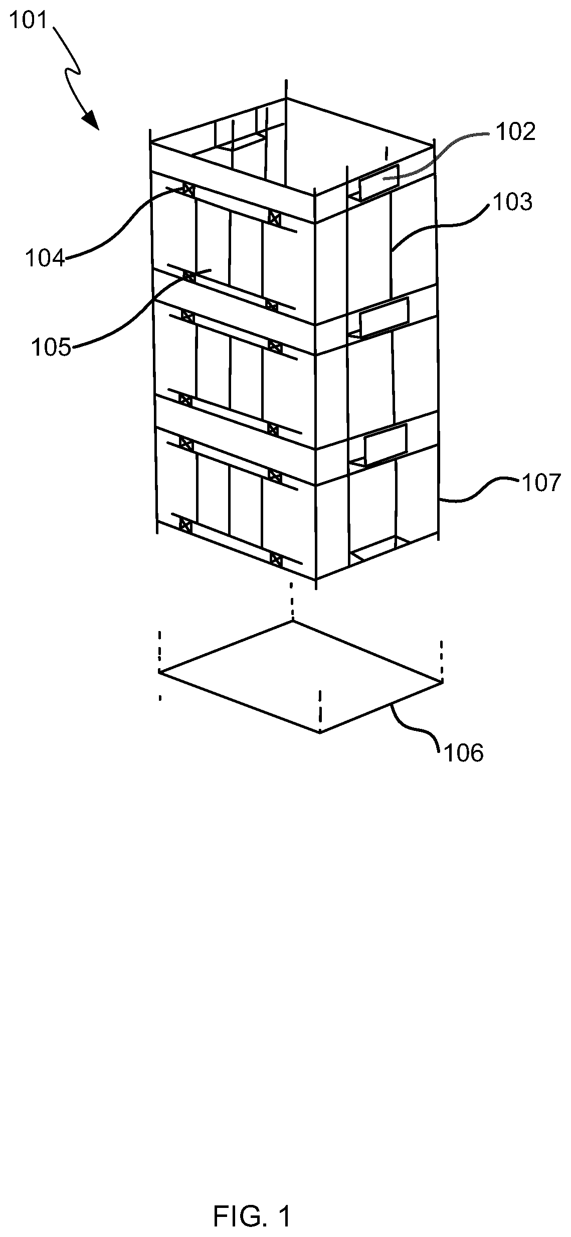 Patent US12351432 — Modular lift system for building cores — Figure 1