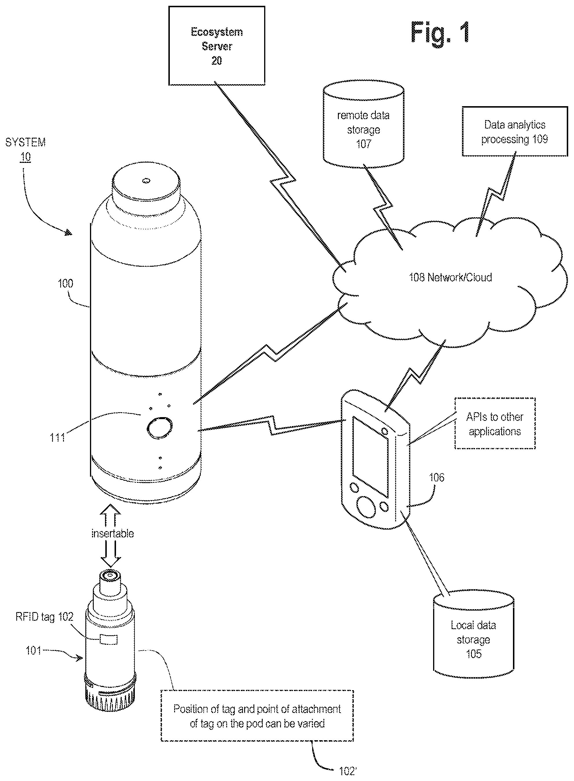 Patent US12351449 — Portable beverage container systems and methods for adjusting the composition of a beverage — Figure 1