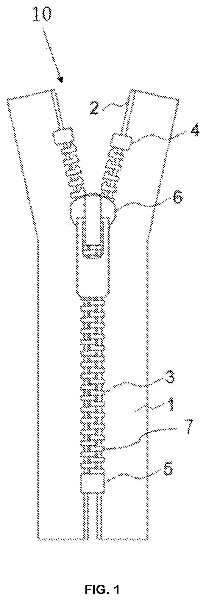 Patent US12351895 Figure 1 – Aluminum alloy fastening member, fastener chain and method for producing aluminum alloy fastening member