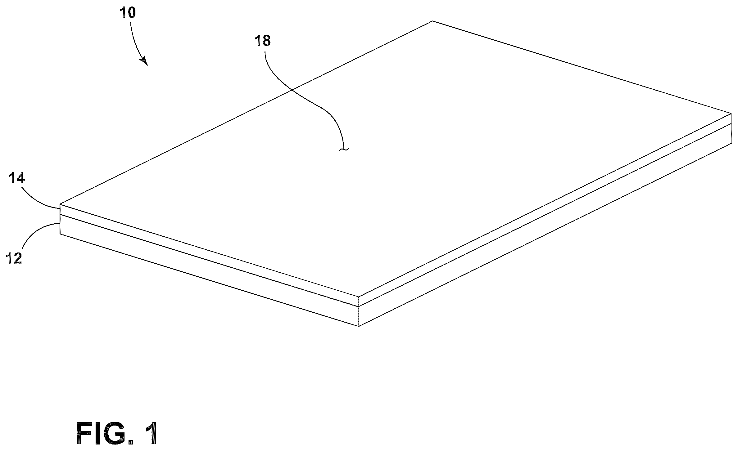 Patent US12351899 — Transparent article with a body and metal oxide disposed directly on the body, facilitating deposition of an electrically conductive and transparent ultra-thin metal film of a noble metal, and method of forming the same — Figure 1