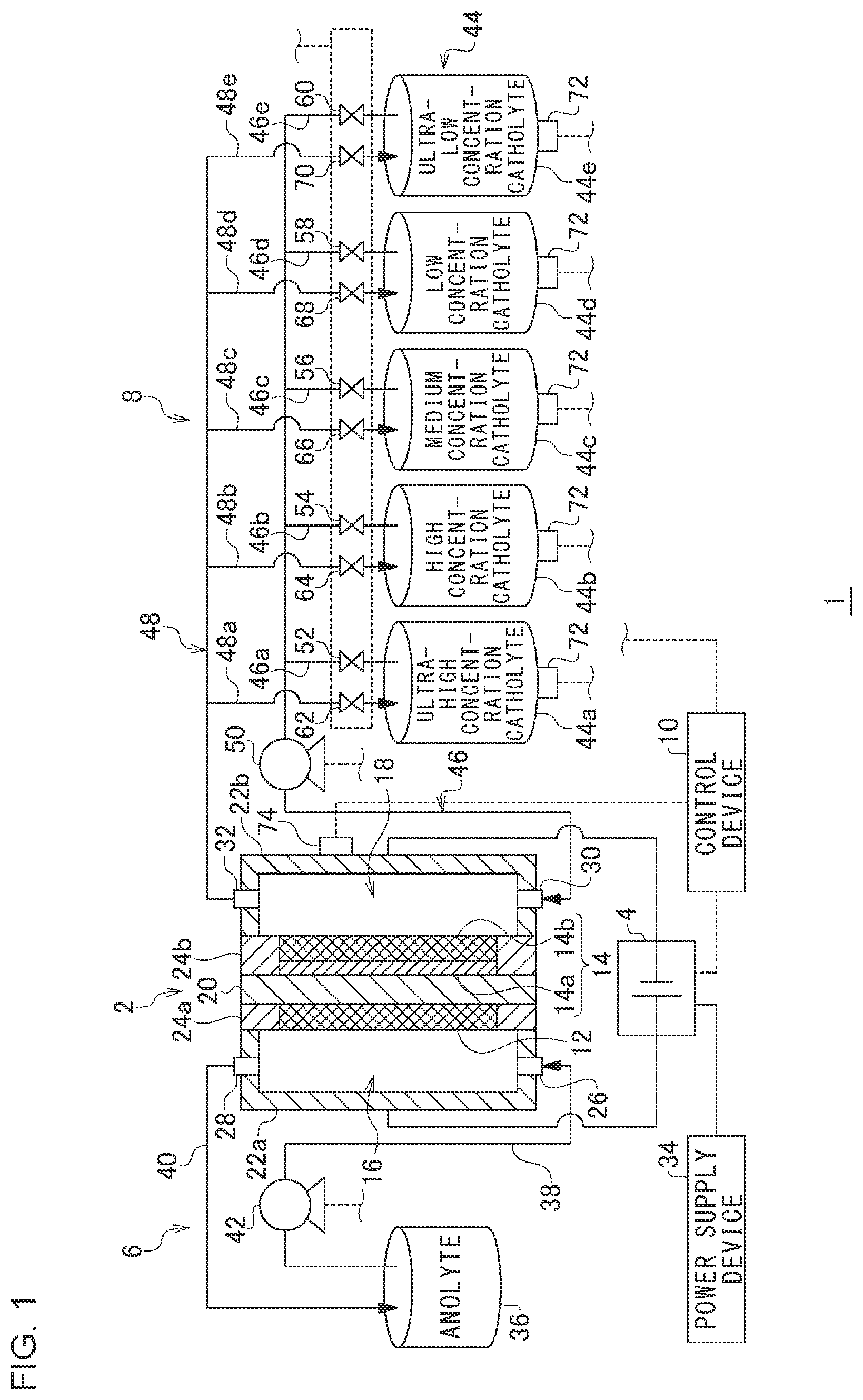 Patent US12351923 — Organic hydride producing system, control device for organic hydride producing system, and control method for organic hydride producing system — Figure 1
