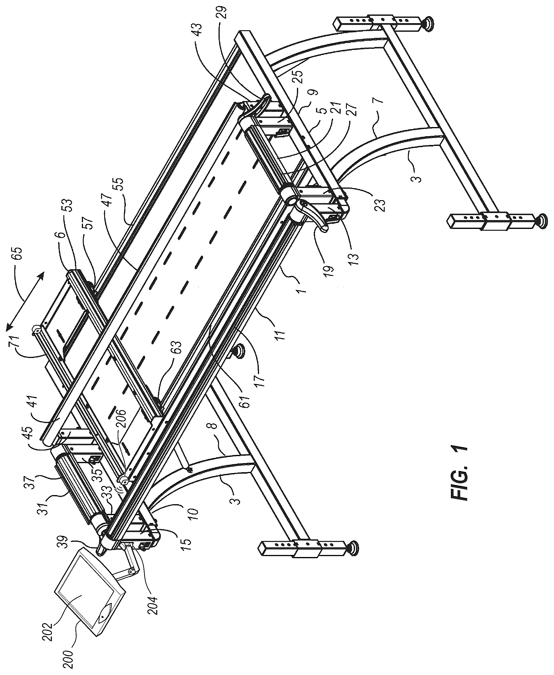 Patent US12351961 — Sewing frame with workspace edge warning system — Figure 1