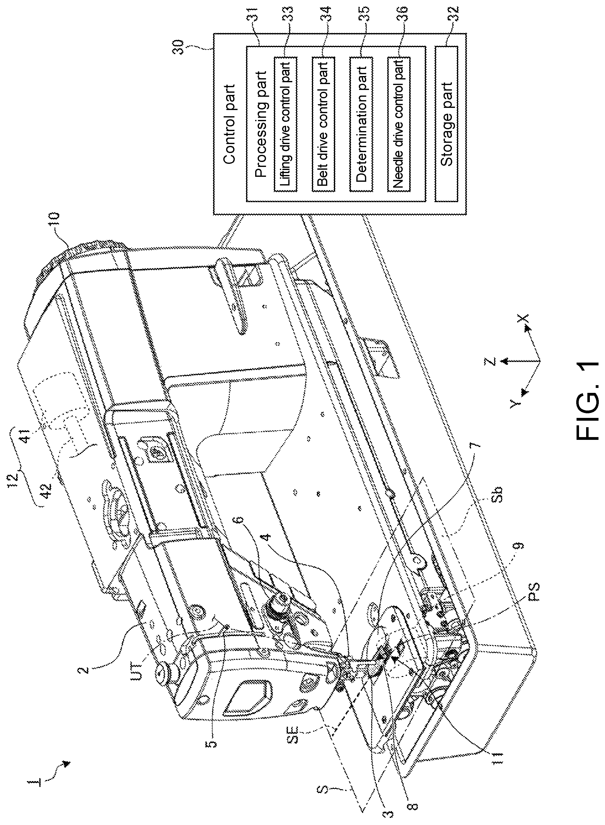 Patent US12351962 — Sewing machine — Figure 1