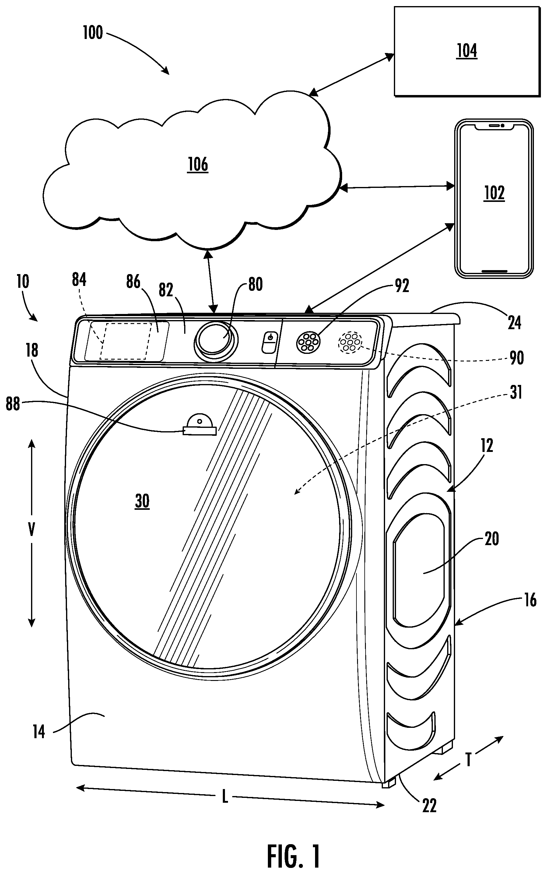 Patent US12351968 — Laundry appliance drum motor fault detection using a camera and artificial intelligence — Figure 1
