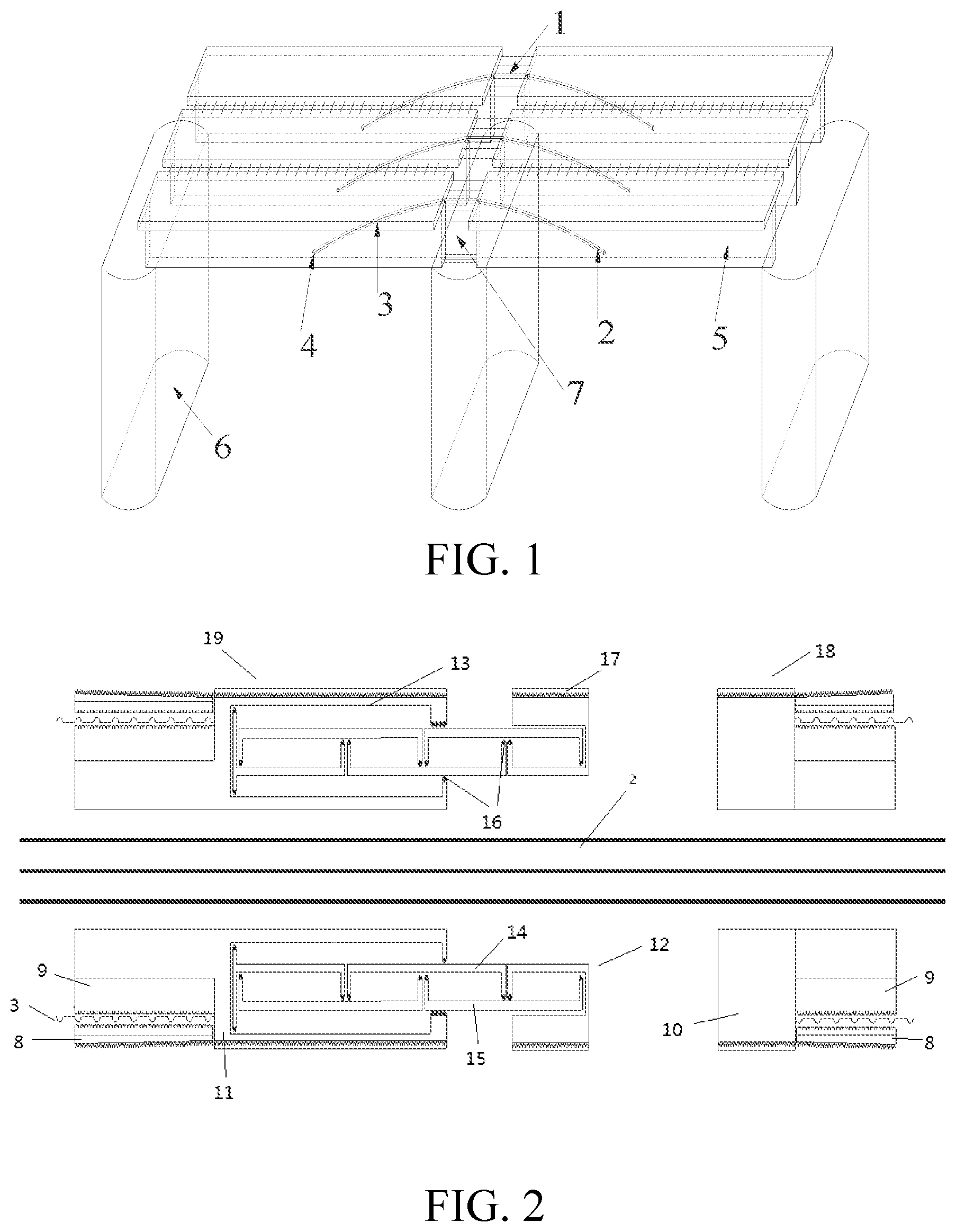 Patent US12351997 Figure 1 – Corrugated pipe connection device for continuous section at top of continuous T-shaped beam bridge pier and usage method