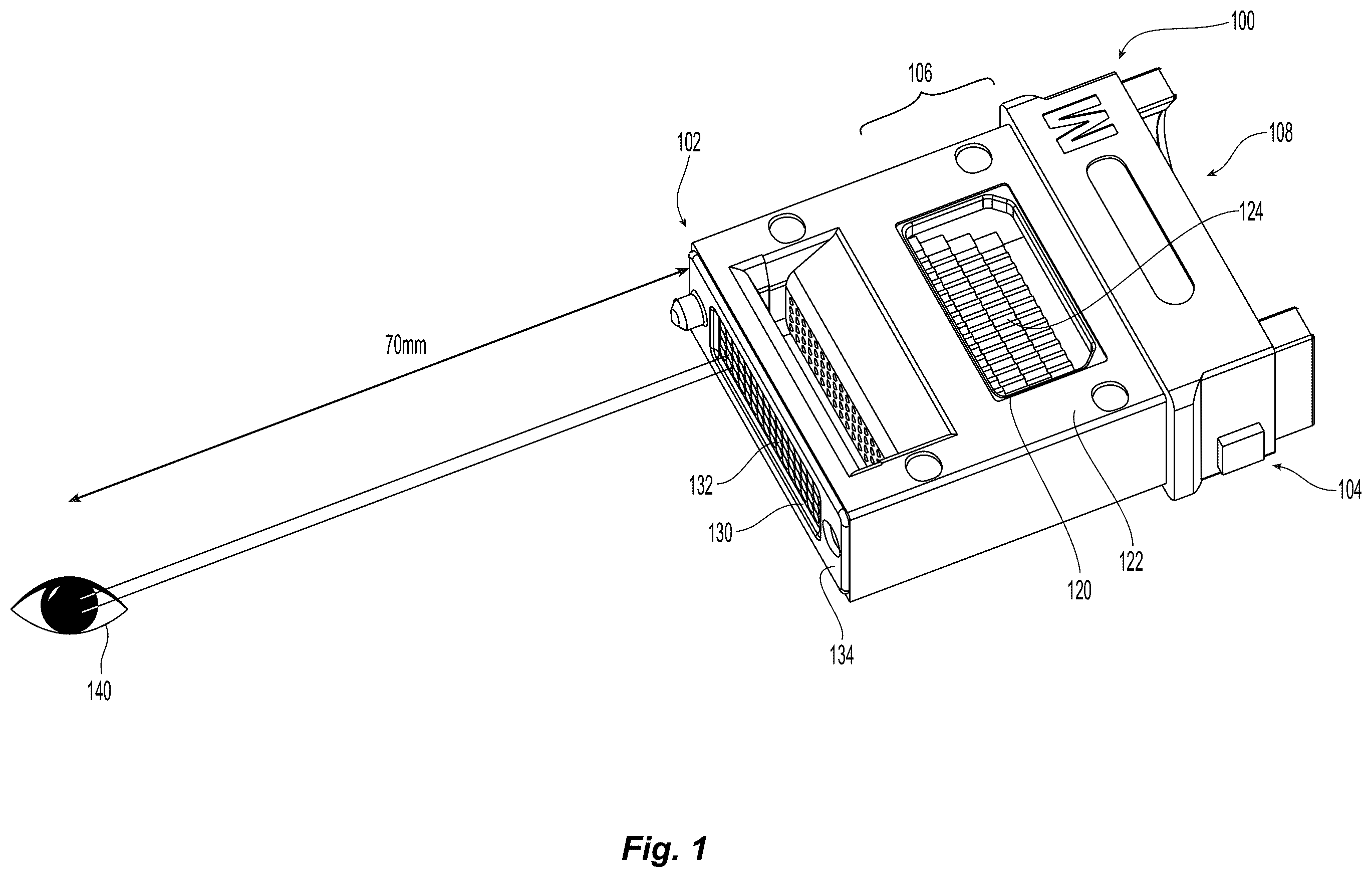 Patent US12353022 — Multi-fiber ferrule with improved eye safety — Figure 1