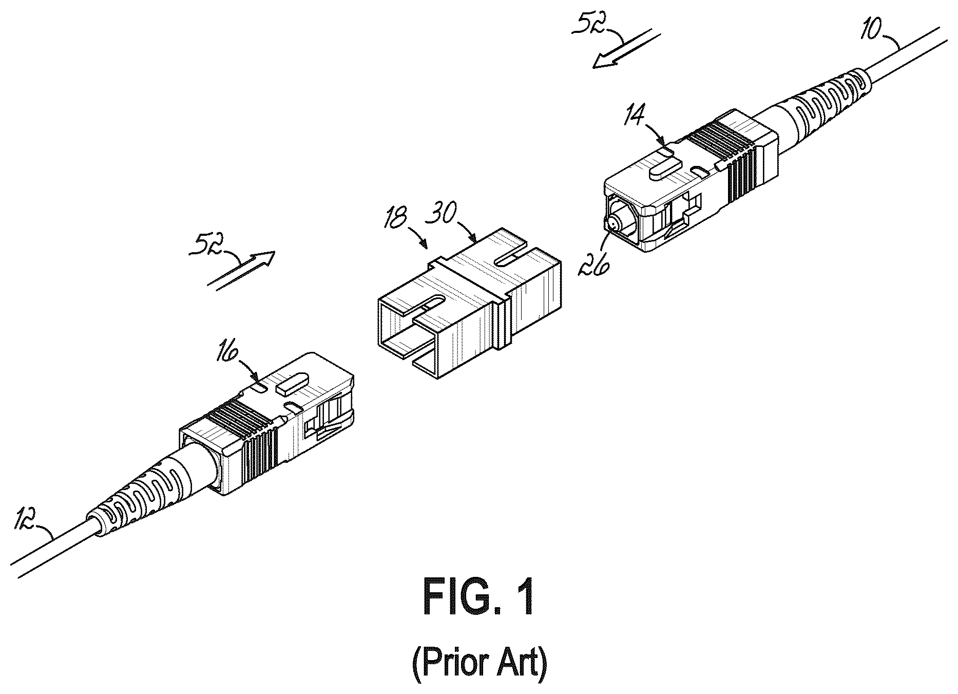 Patent US12353027 — Fiber optic adapters for use with fiber optic connectors and methods for coupling fiber optic connectors — Figure 1