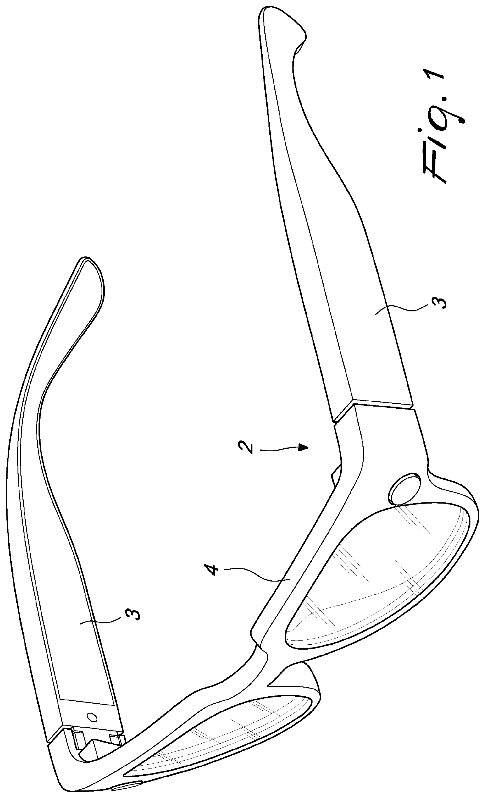 Patent US12353063 — Hinge of the flex type for eyeglasses — Figure 1