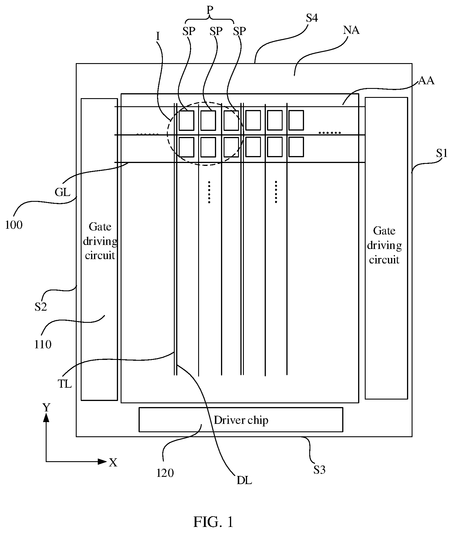 Patent US12353086 — Array substrate, display device, and drive-for-heating method for display device — Figure 1