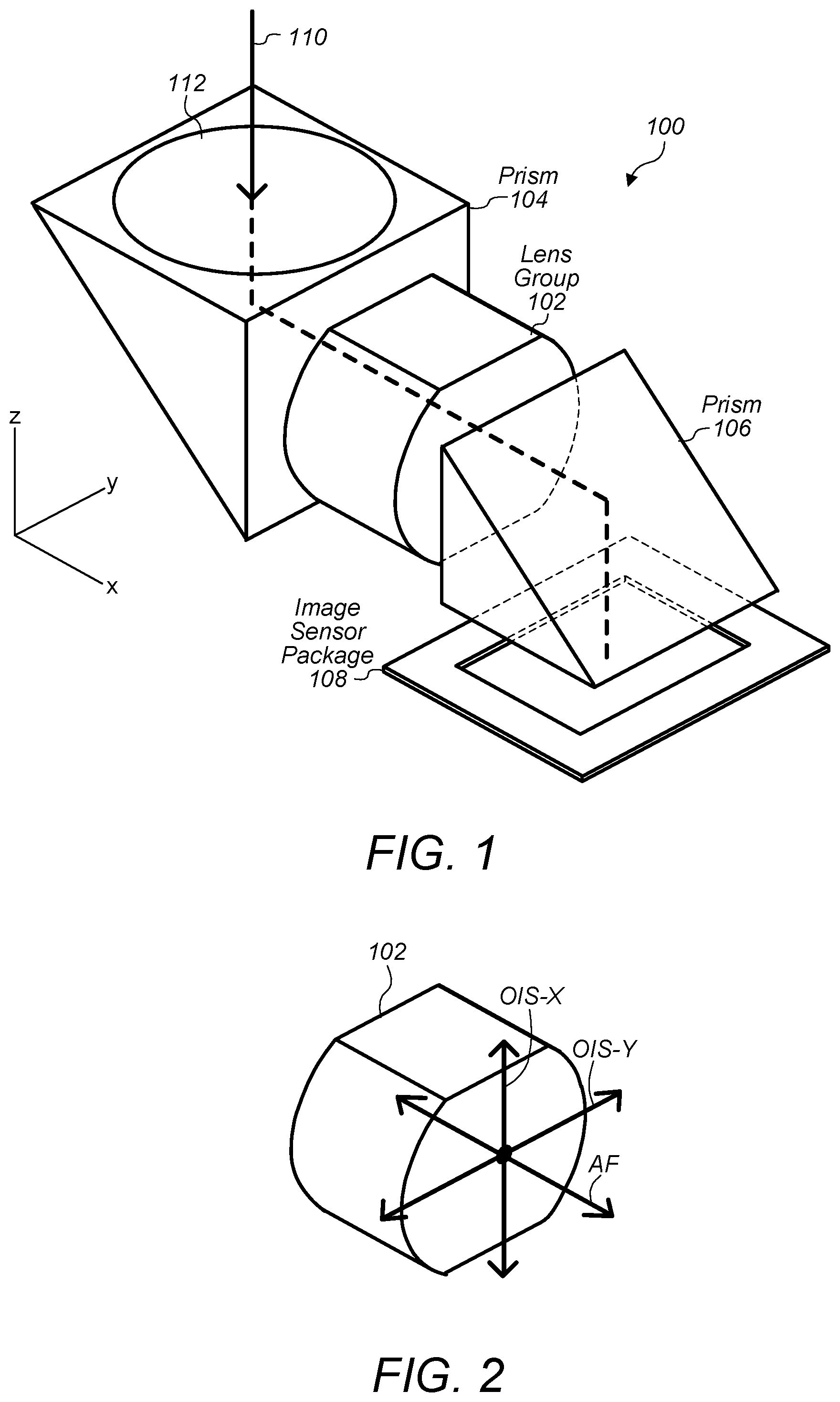 Patent US12353119 — Camera with folded optics having moveable lens — Figure 1