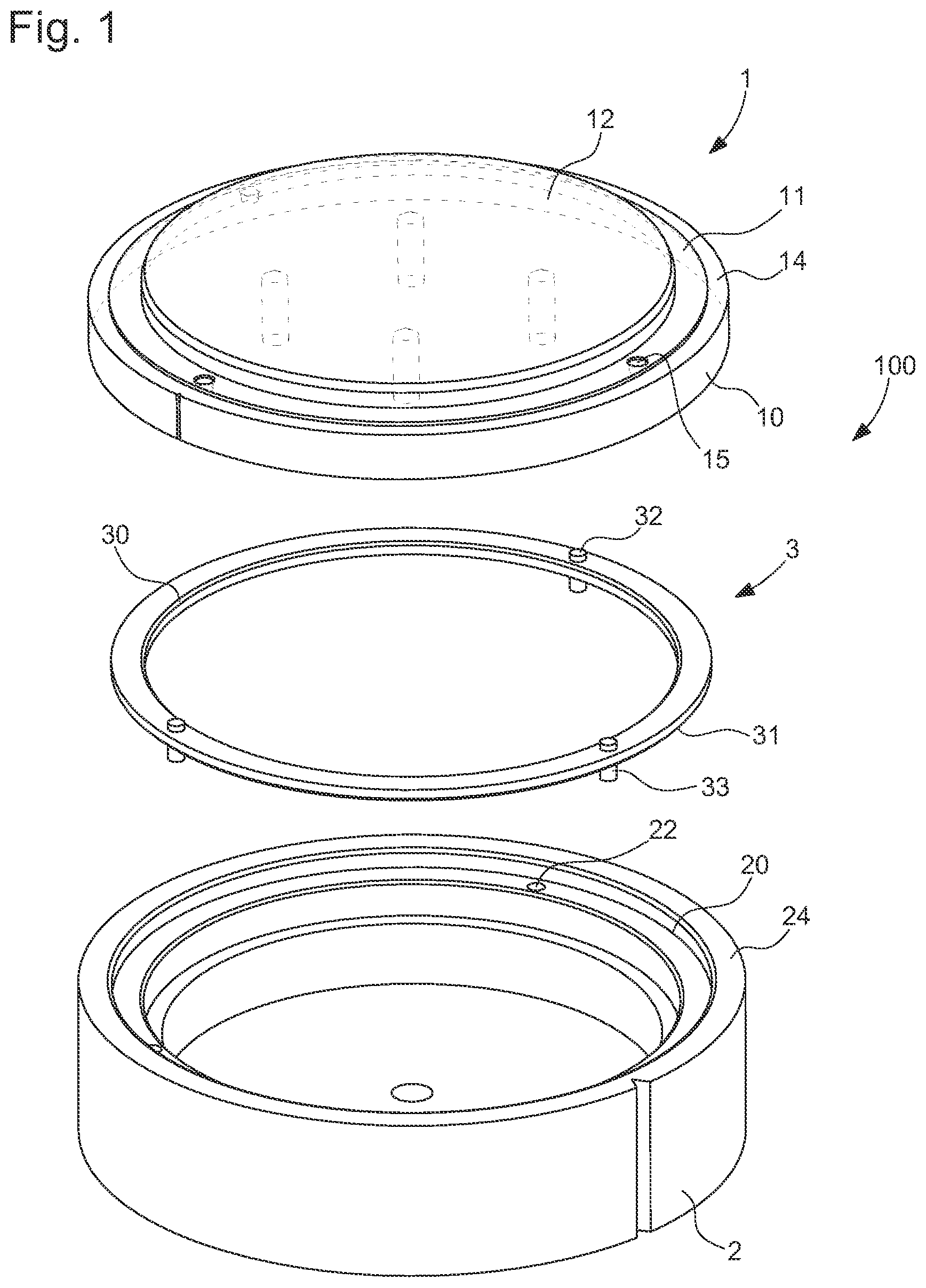 Patent US12353172 — Device for fastening and orienting a back on a middle for a timepiece — Figure 1