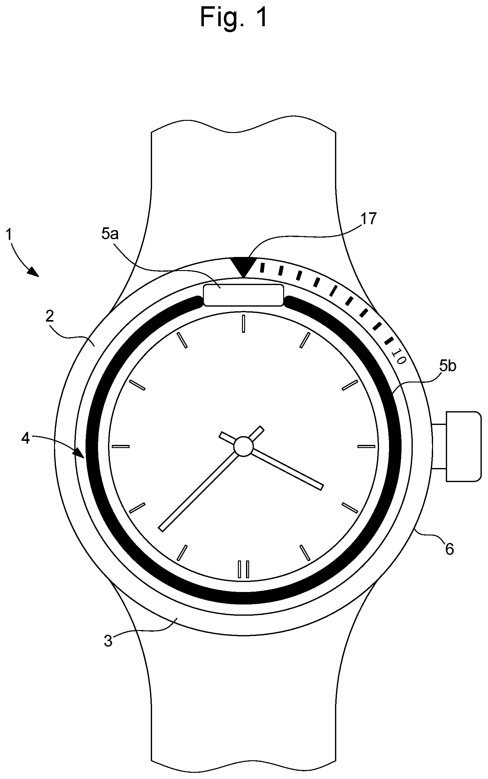 Patent US12353174 — Watch case comprising a near-field communication device — Figure 1