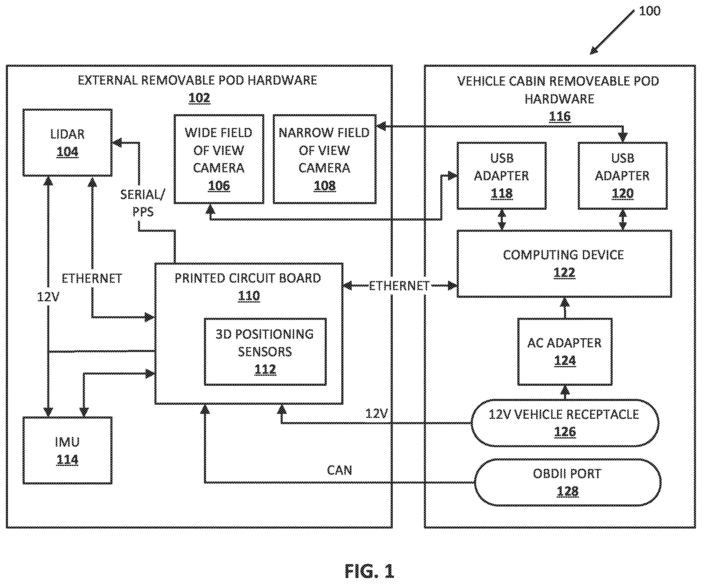 Patent US12353216 Figure 1 – Removable automotive LIDAR data collection pod