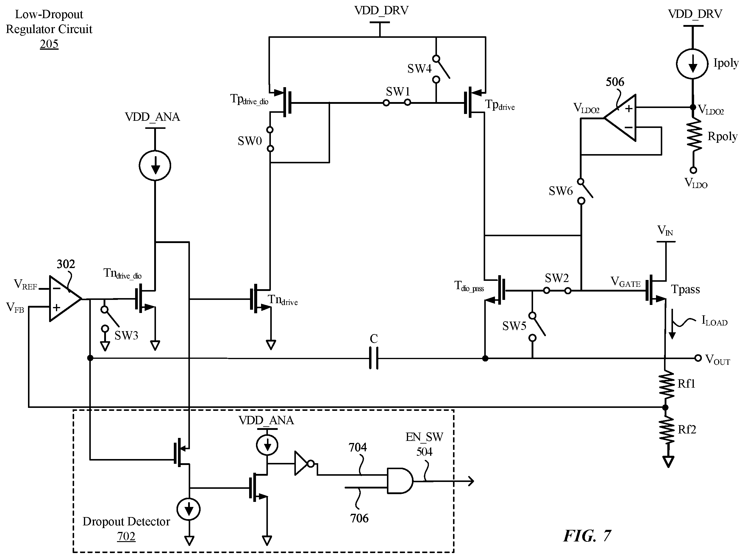 Patent US12353231 Figure 9 – Low-dropout regulator circuit with dynamic transition between operation modes