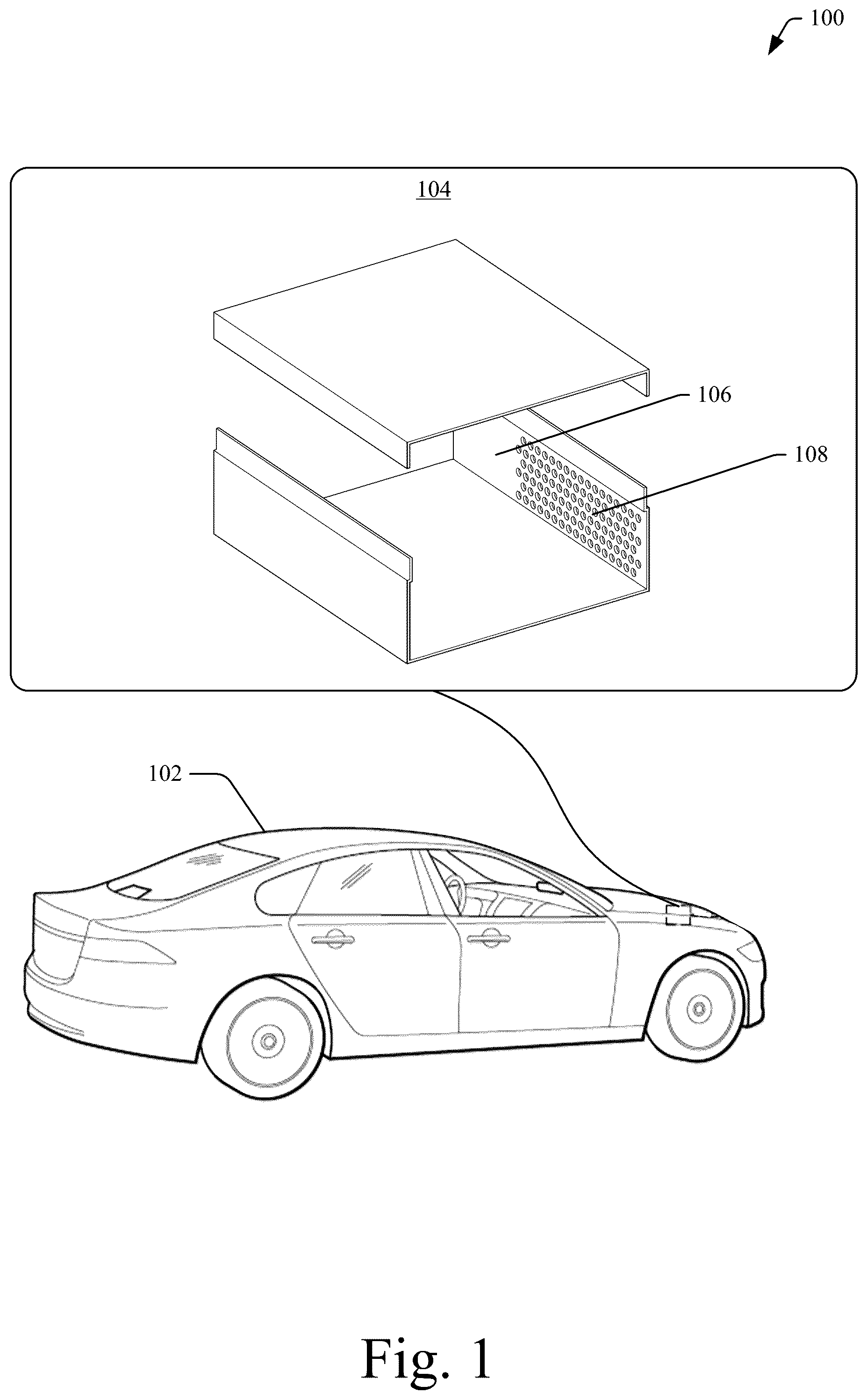Patent US12353258 — Sheet metal enclosure with an array of extruded heat transfer holes — Figure 1