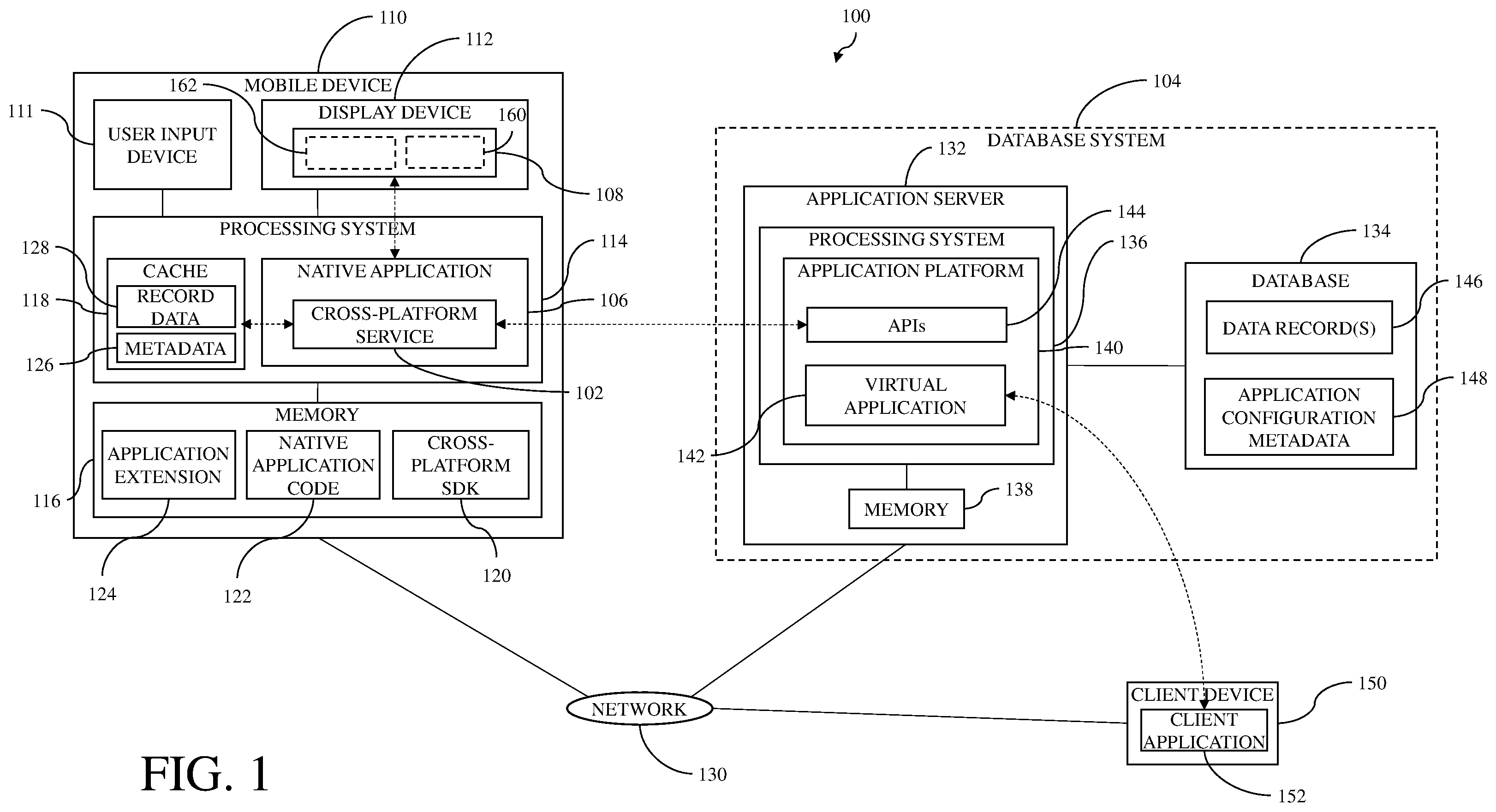 Patent US12353411 — Database systems and client-side query transformation methods — Figure 1