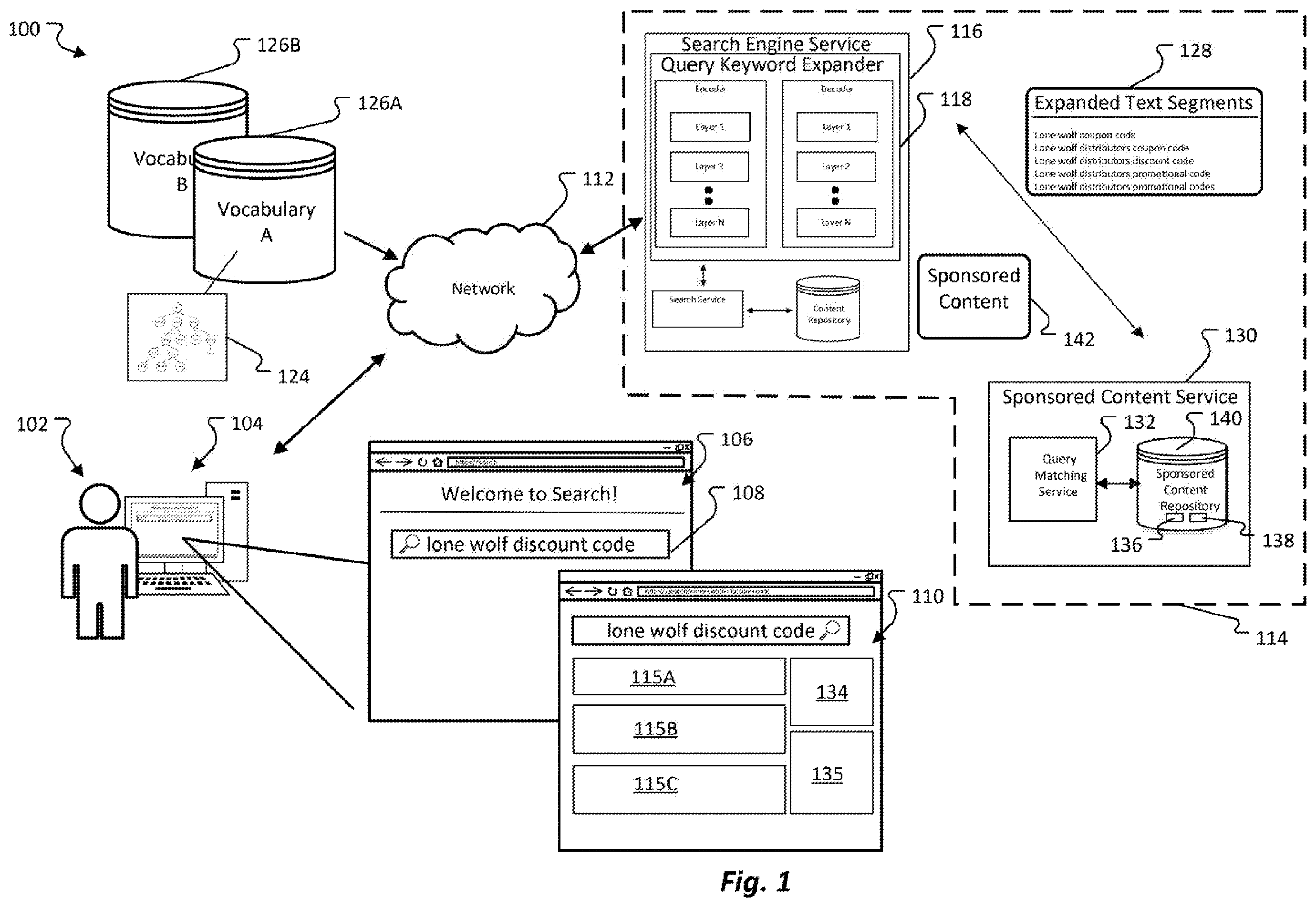 Patent US12353454 — Look ahead strategy for trie-based beam search in generative retrieval — Figure 1
