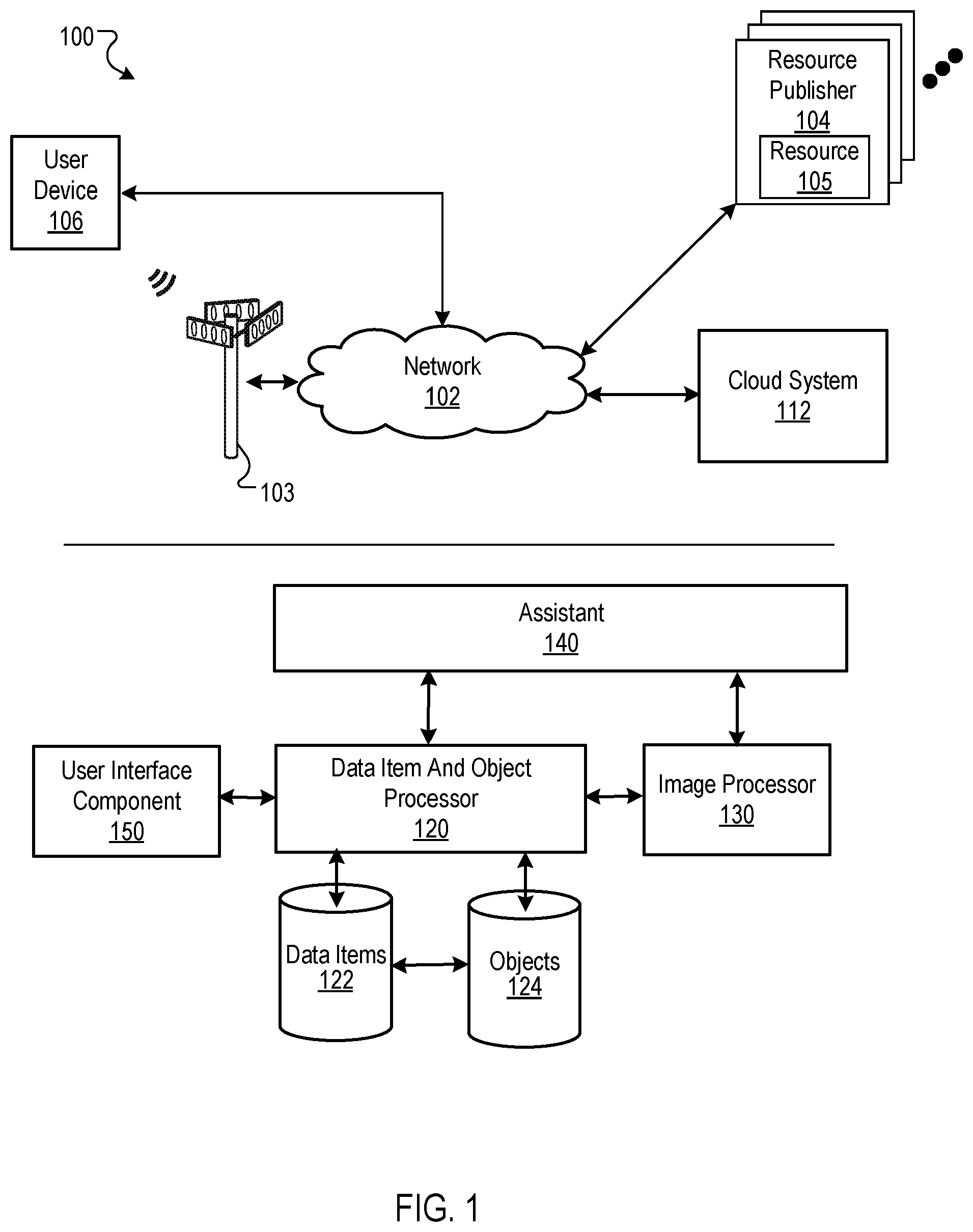 Patent US12353476 — Association of data items and objects — Figure 1