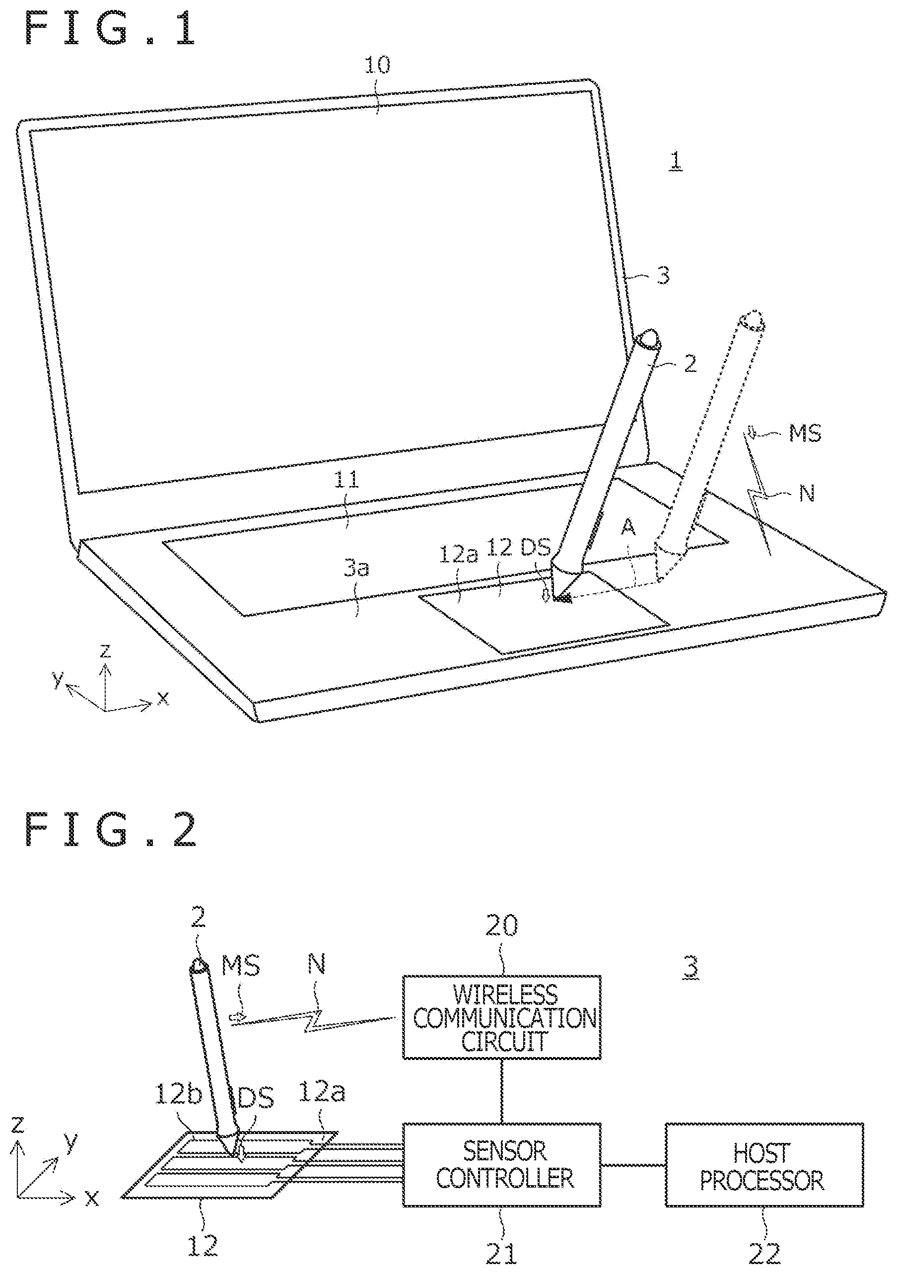 Patent US12353652 — Coordinate output device, pen-shaped device, and electronic equipment — Figure 1