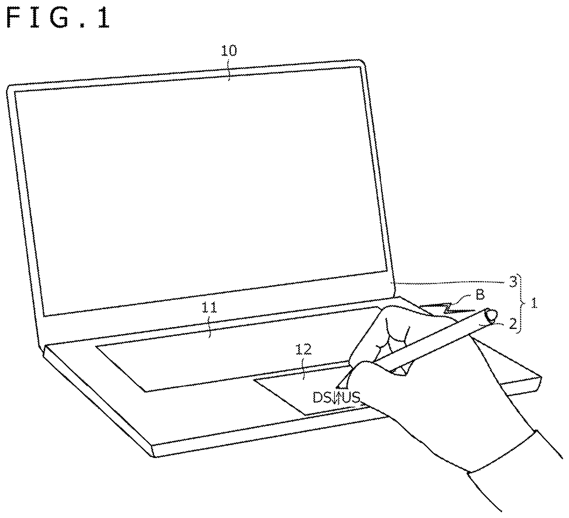 Patent US12353667 — Information processing system, position indicator, and method of controlling movement of display object on display screen of information processing apparatus — Figure 1