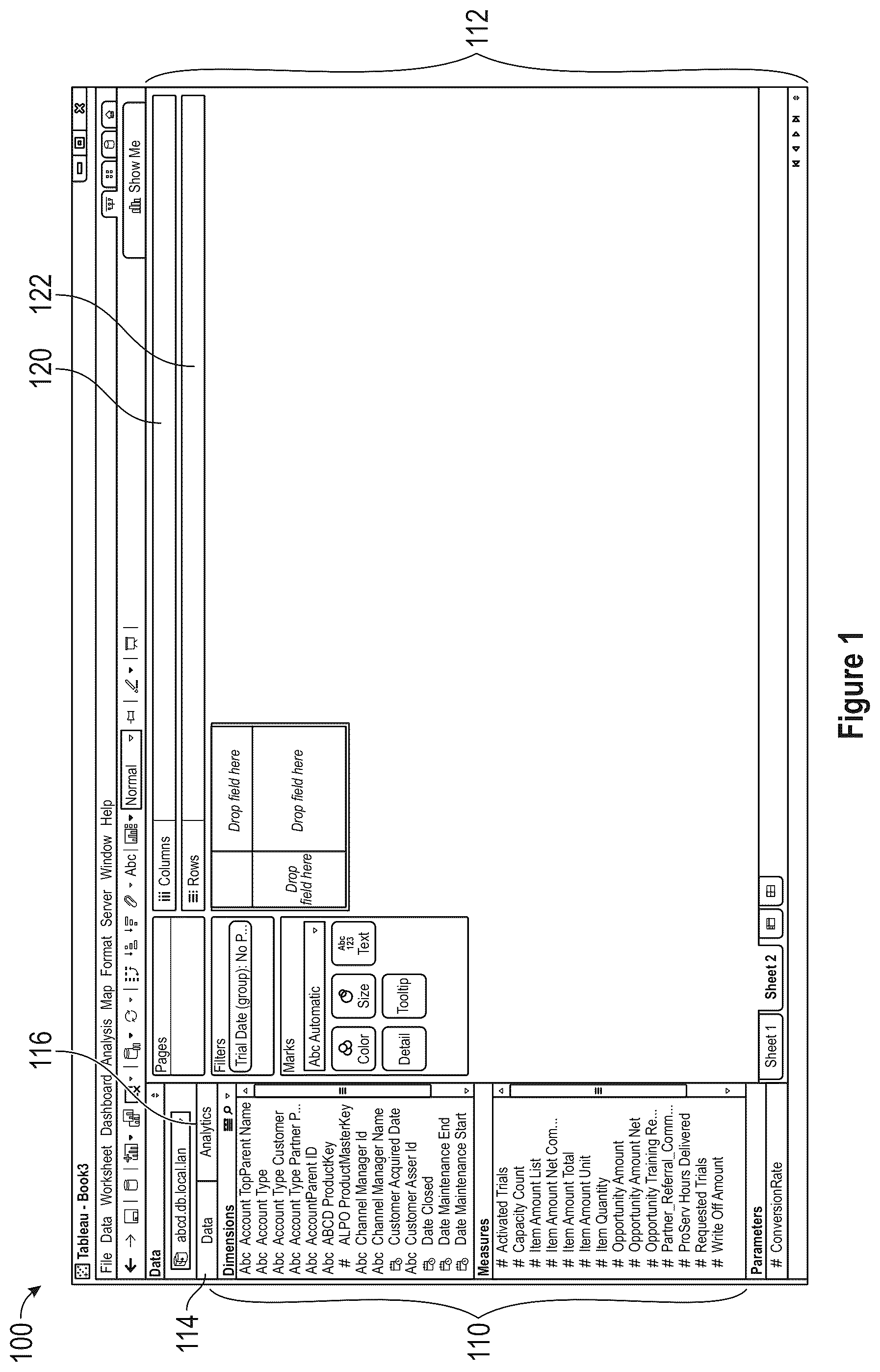 Patent US12353675 — Data analysis platform with animation for rendering graphical representations of data — Figure 1