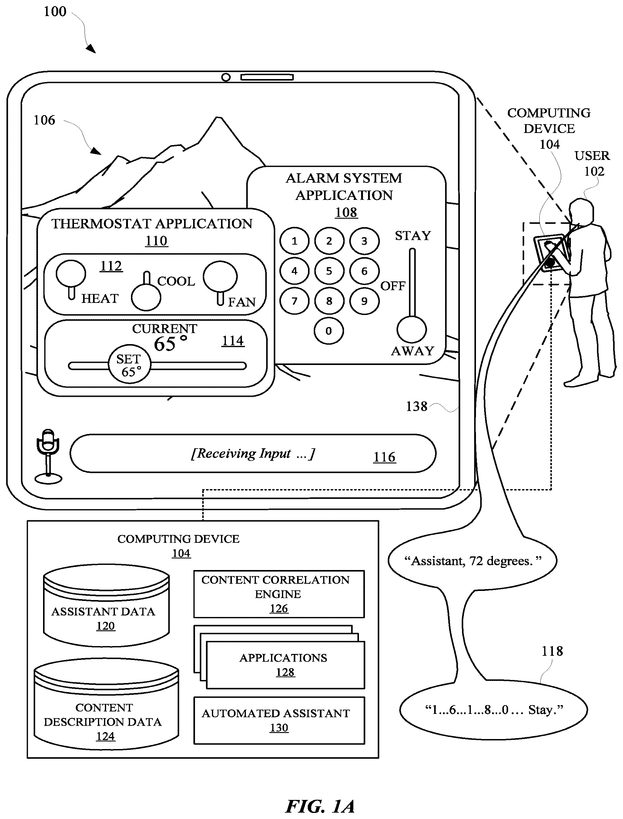Patent US12353798 — Condensed spoken utterances for automated assistant control of an intricate application GUI — Figure 1
