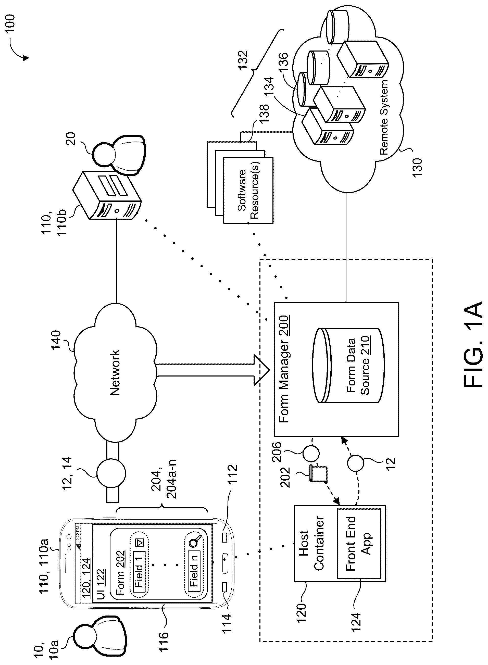 Patent US12353823 Figure 1 – Creating dynamic data-bound container hosted views and editable forms