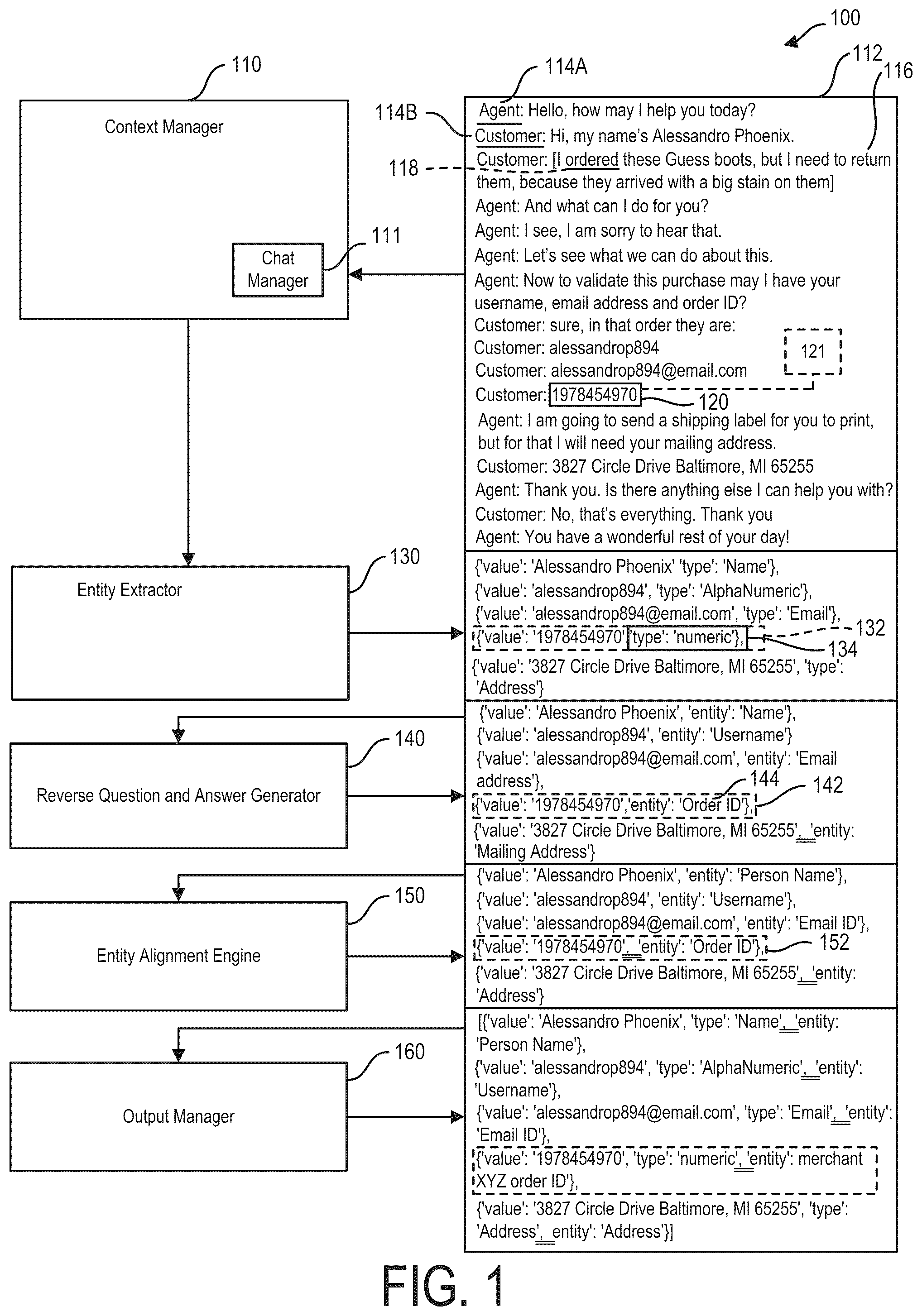 Patent US12353832 — Generic contextual named entity recognition — Figure 1