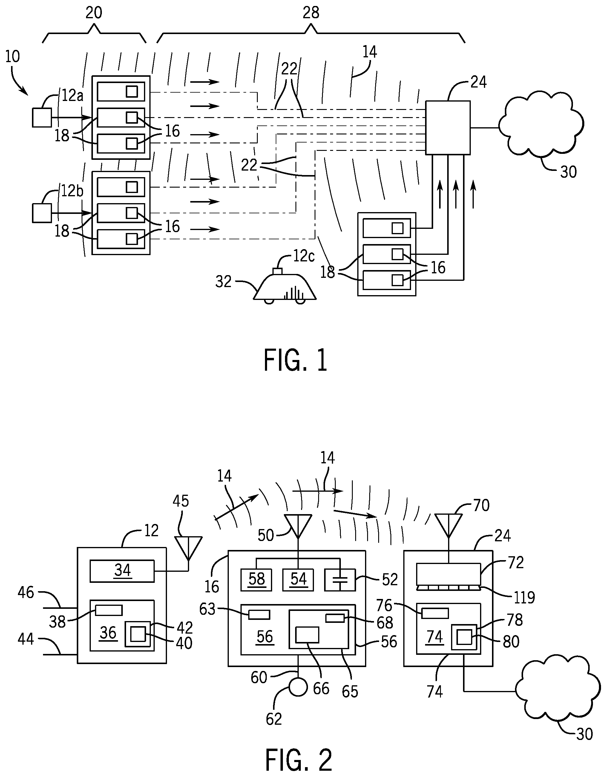 Patent US12353939 Figure 1 – Long distance wireless radio tag with RF energy harvesting