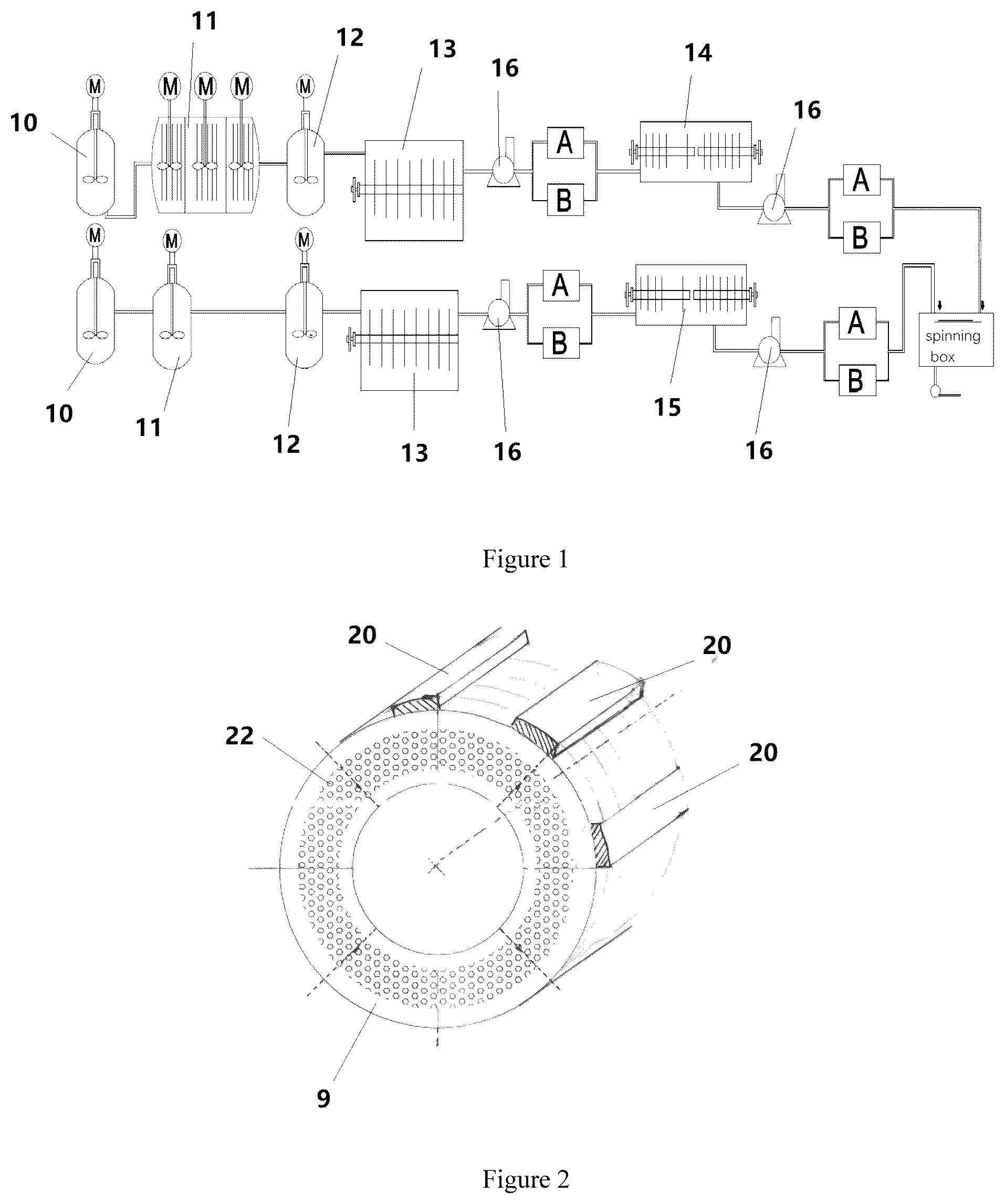 Patent US12359021 — High-viscosity PBT polymerization reactor and method for preparing direct melt-spun high-viscosity PBT/low-viscosity PET two-component elastic fiber — Figure 1
