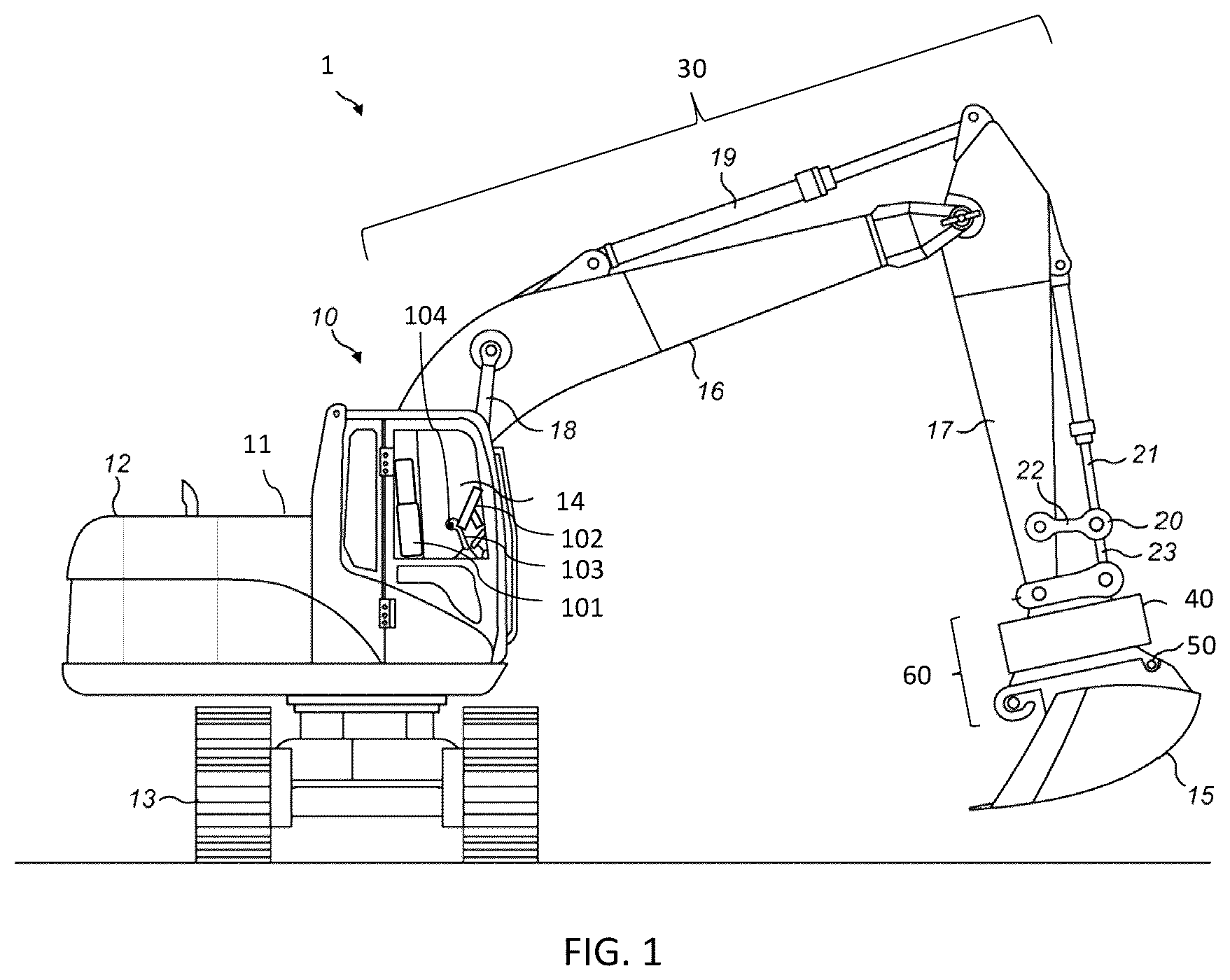 Patent US12359393 Figure 1 – System and method to support rotation operation of work tool