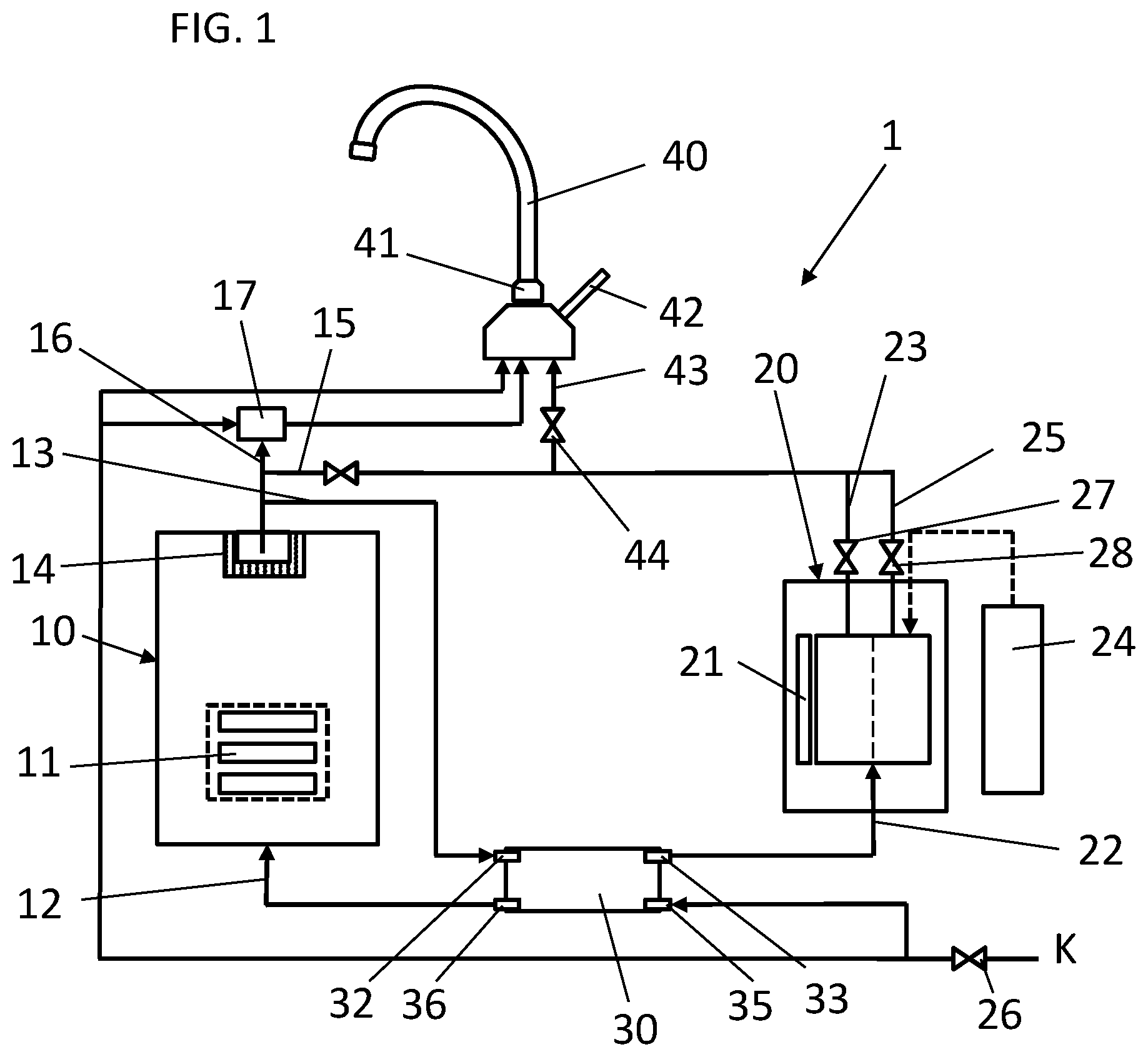 Patent US12359410 — Water dispensing device — Figure 1
